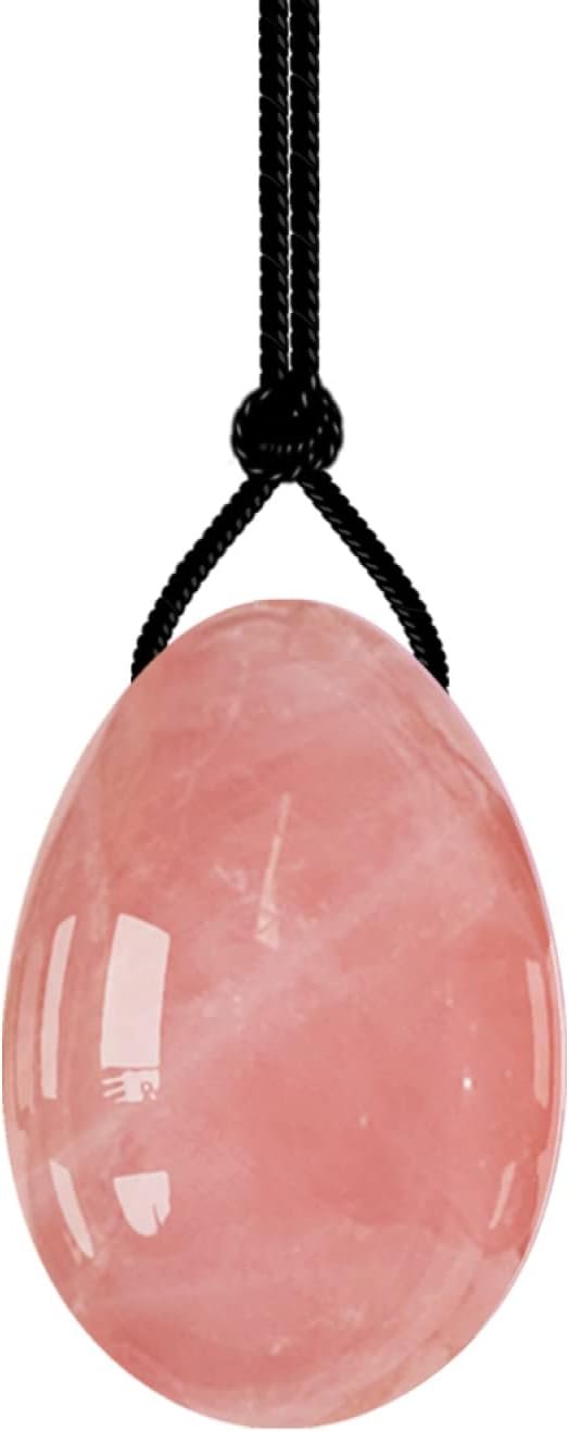 MYMEO 40X25mm Drilled Kegel Balls 16 Types Natural Jade Eggs Massage Ball Kegel Exercise Yoni Eggs,Rose Quartz Eggs