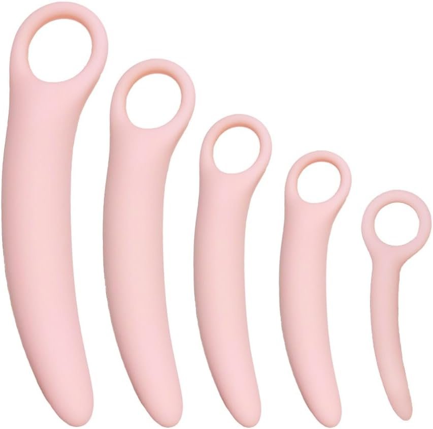 5-Pack Silicone Pelvic Floor Muscle Dilator Trainer Set，Pelvic Wand Massager for Women，Muscle Trainer, Strengthening Device (with Storage Bag)