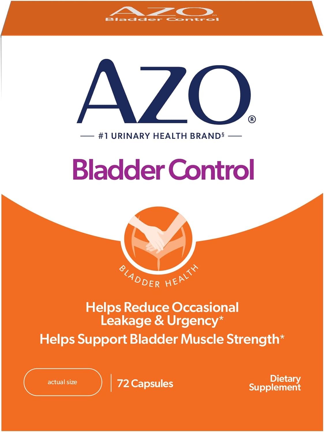 AZO Bladder Control with Go-Less Daily Supplement | Helps Reduce Occasional Urgency, leakage due to laughing, sneezing and exercise††† | 72 Capsules