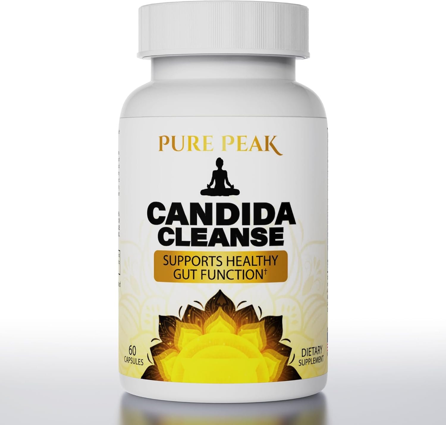 Pure Peak Candida Cleanse – Gut & Colon Support (60 Capsules) – for Men & Women – Natural Herbs for Intestinal Detox – Oregano Leaf, Wormwood, Black Walnut, Caprylic Acid