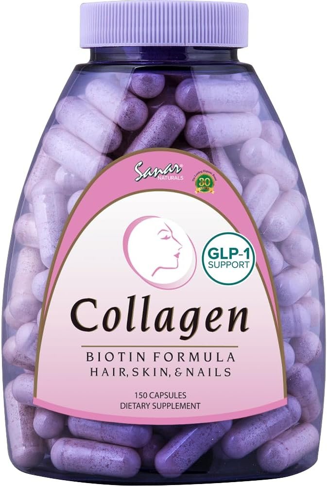 Sanar Naturals Collagen Pills with Biotin, Vitamin C – Supports Healthy Hair, Skin and Nails – Boost Hair Growth & Strong Nails – Collagen Biotin Supplement, 150 Capsules