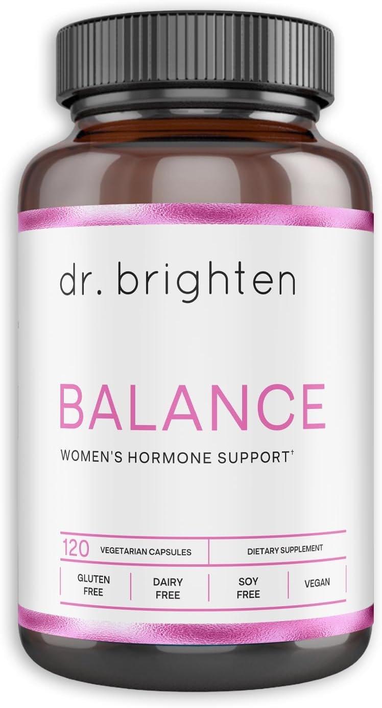 Dr. Brighten Balance – Hormone Balance for Women with Chasteberry and DIM – Targets Hormonal Acne, Period Issues, & PMS – Vegan, Non-GMO