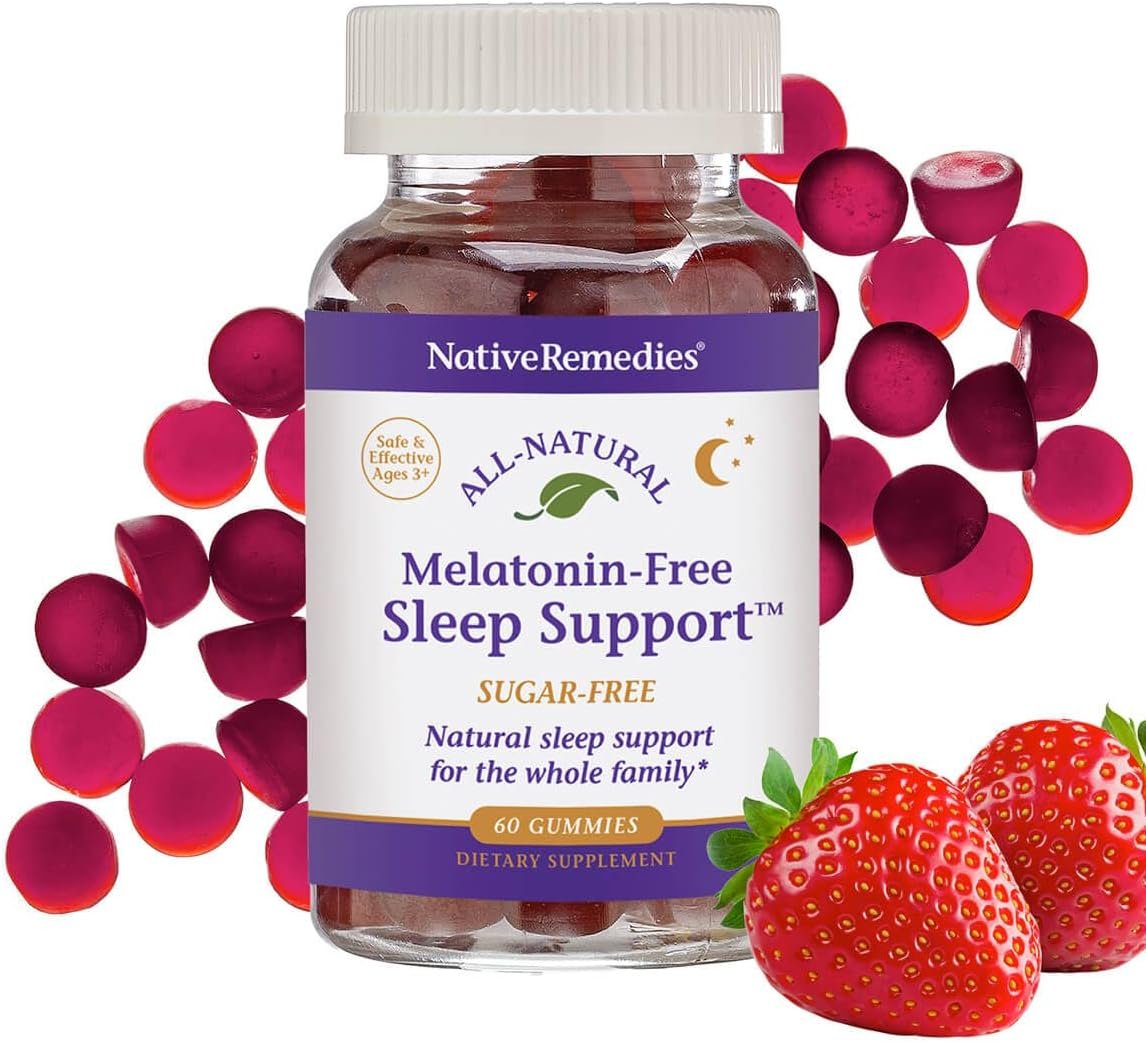 Native Remedies Melatonin-Free Sleep Gummies – Sugar-Free Herbal Formula with GABA, Magnesium, L-Theanine & Valerian – Sleep Aid Natural Support for Adults – 60 Calm Gummy Vitamins