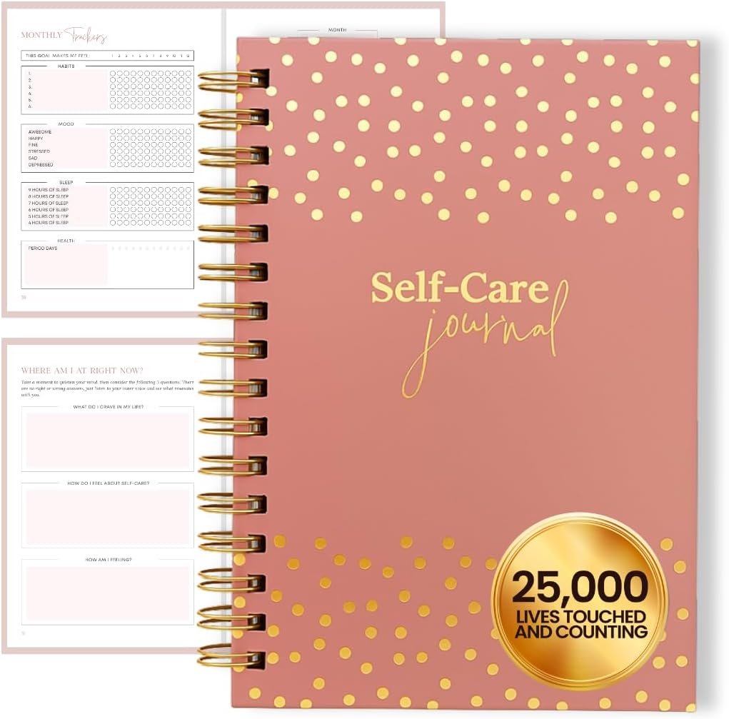 Daily Self Care Journal for Women – A5, Wellness Journal with Prompts – Goal Journal for Happiness,Mindfulness,Productivity & Personal Development – Reduce Stress & Improve Mental Health – Pink