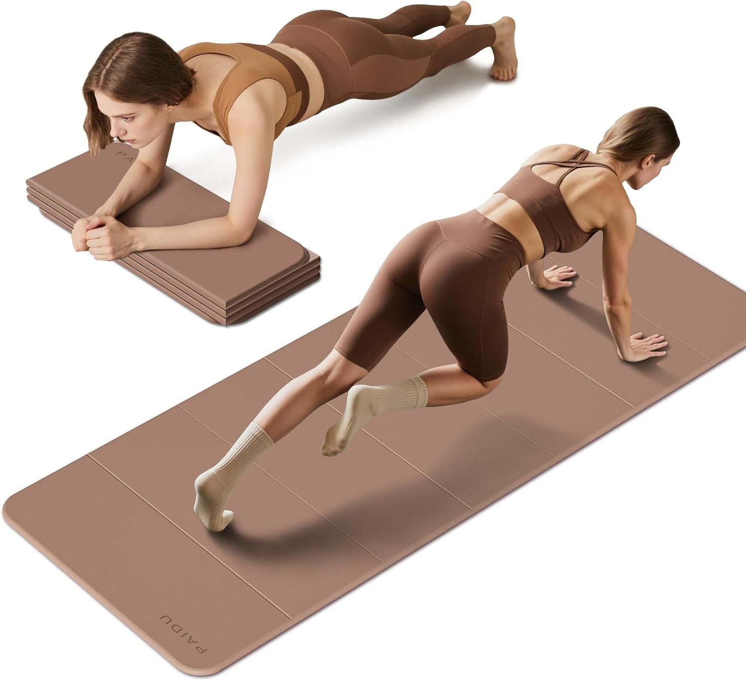 PAIDU Foldable Fitness Yoga Mat | 2/5″ (10MM) Extra Thick | SGS Certified Non-Slip TPE | 75×26″ Extra Long-Wide | Portable & Easy Store | for Yoga, Pilates, Home Gym & Full-Body Workouts