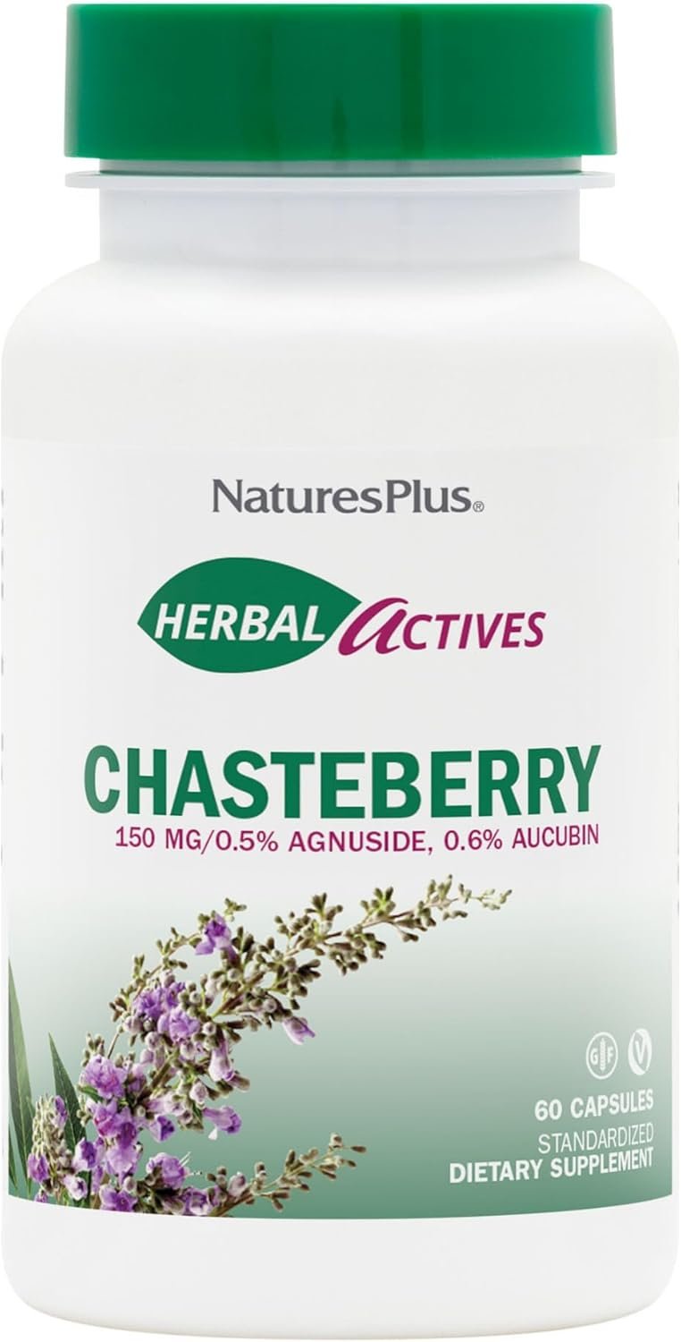 NaturesPlus Herbal Actives Chasteberry – 60 Capsules – Supports Menstrual Well-Being and Reproductive Health – Vegan, Gluten Free – 60 Servings