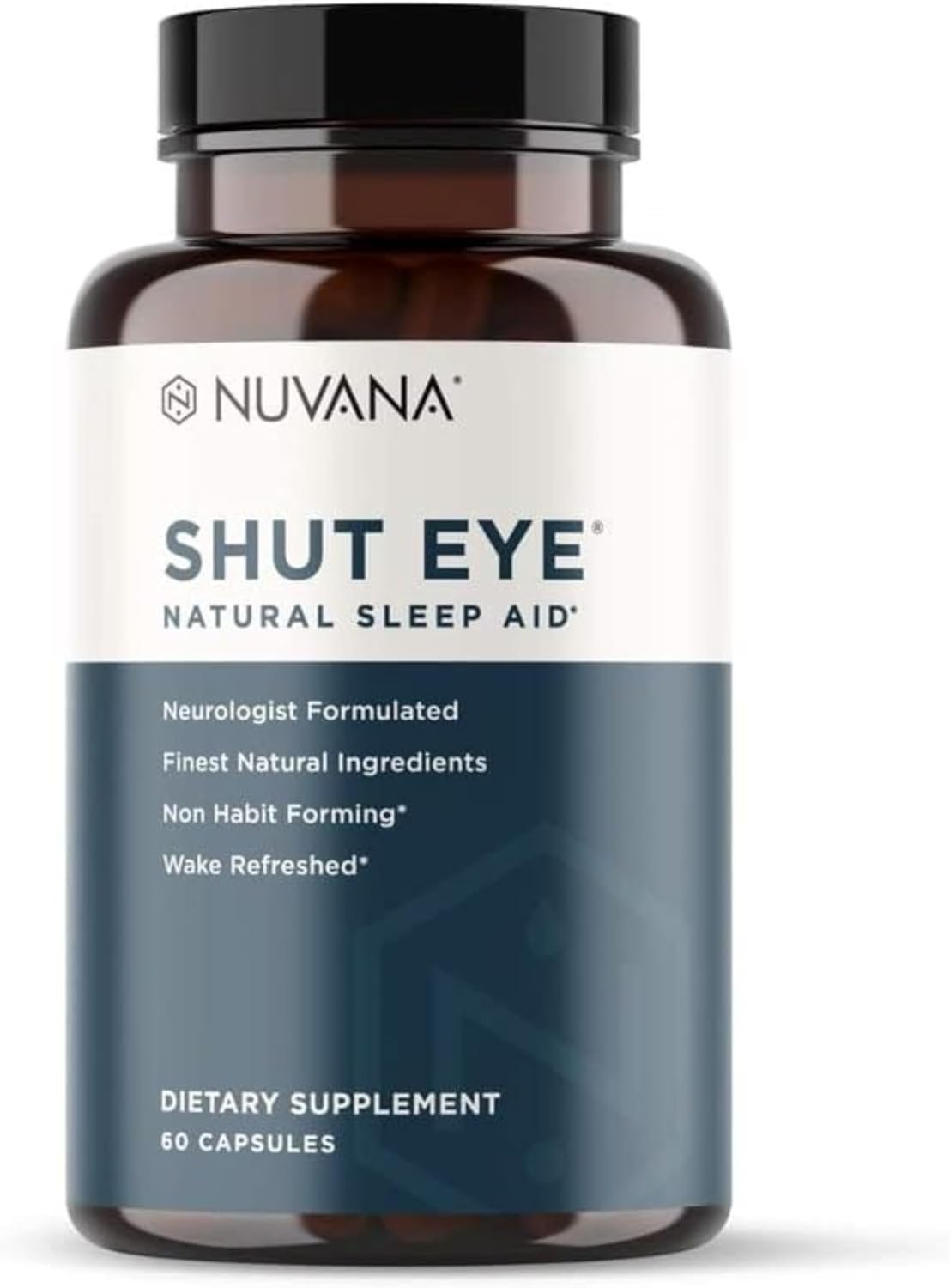Shut Eye Natural Sleep Aid Supplement for Adults | 5mg Melatonin | Helps Relax and Promote Natural Deep Sleep with Valerian Root, Chamomile & Magnesium | Vegan & Non-GMO | 60 Capsules