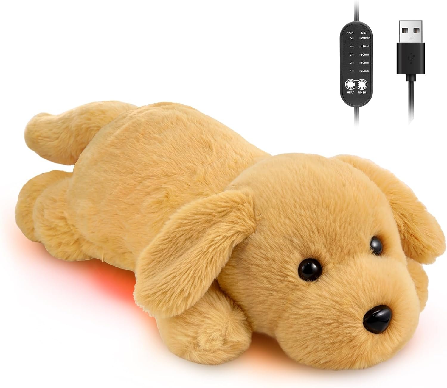 Golden Retriever Plush Heating Pad for Period Cramps Menstrual Pain Relief, Portable Electric USB Powered Heat Pads, Cute Weighted Heated Dog Stuffed Animal Gift for Women Teen Girl Birthday Christmas