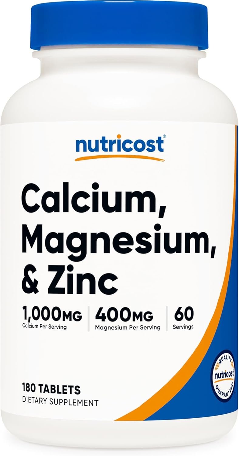 Nutricost Calcium, Magnesium & Zinc Tablets 1,415 mg, 180 Tablets – Vitamin/Mineral Blend Supplement, 60 Servings – Gluten Free, Non-GMO