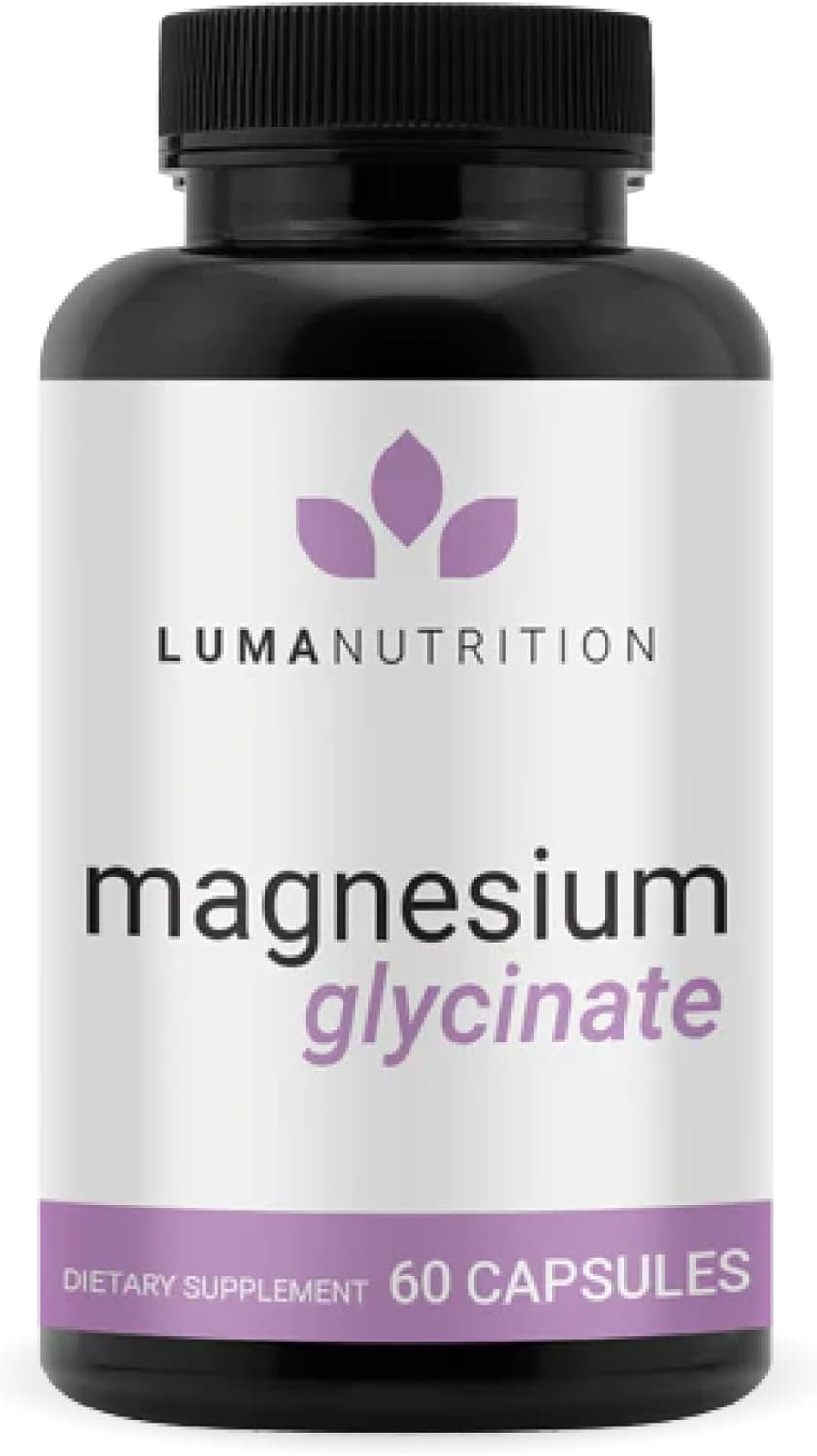 Luma Nutrition Magnesium Glycinate 1000mg – Support Stress, Sleep, Nerve & Muscle Health – 500mg Pure Magnesium Supplement Capsules – Chelated for High Absorption – 60 Veggie Capsules