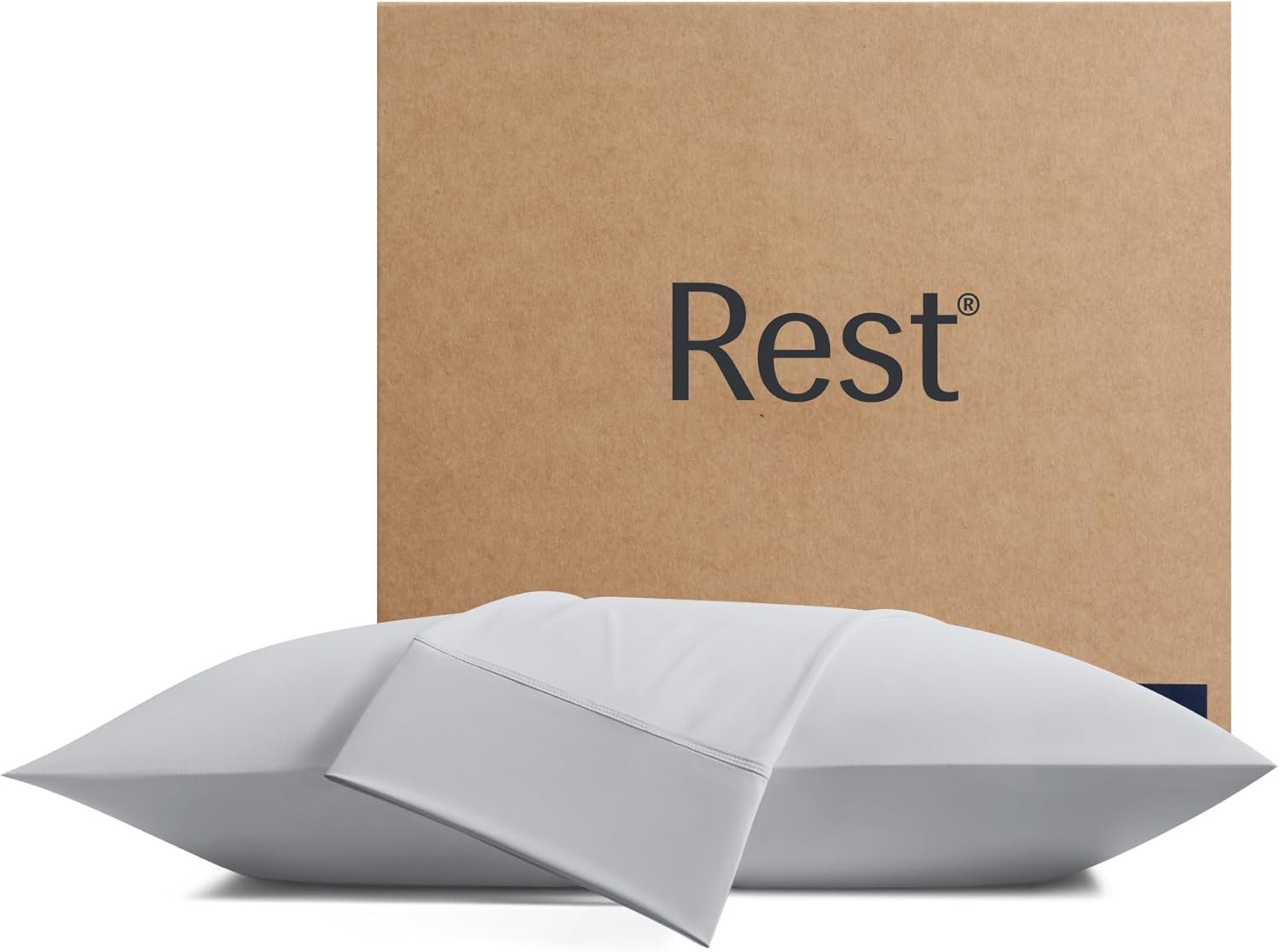 REST® Evercool®+ Cooling Pillowcases Standard – 2 Pillowcases for Sensitive Skin, Silver Infused Fabric for Hygienic Sleep, Silky Smooth for Curly Hair, High Elastic for Snug Fit (19×29 inches)