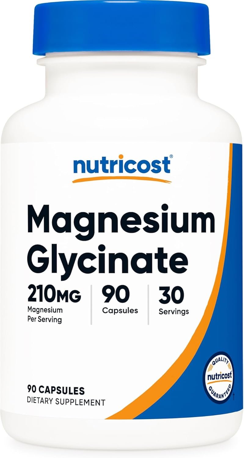 Nutricost Magnesium Glycinate Capsules (90 Capsules, 210 mg Per Serving) – Magnesium Glycinate Supplement for Gentle Absorption