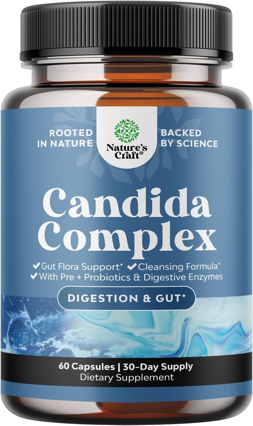 Candida Cleanse Detox for Women – Anti Overgrowth Gut Detox for Women with Caprylic Acid Black Walnut Wormwood and Oregano – Full Body Cleanse with Prebiotics & Probiotics – 30 Days of Supply