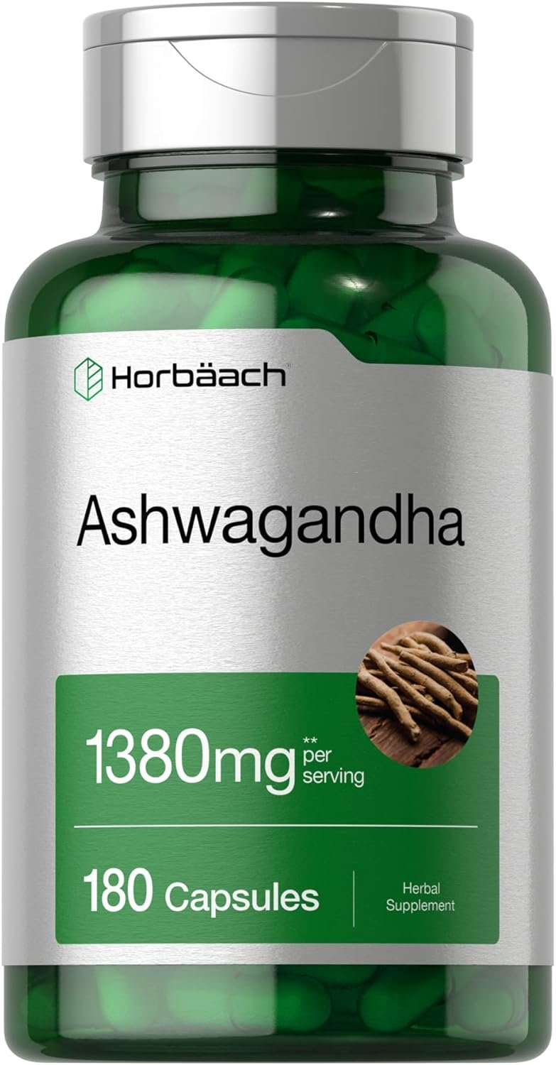 Horbäach Ashwagandha Root Supplement | 180 Capsules | for Women and Men | Herbal Extract | Non-GMO, Gluten Free