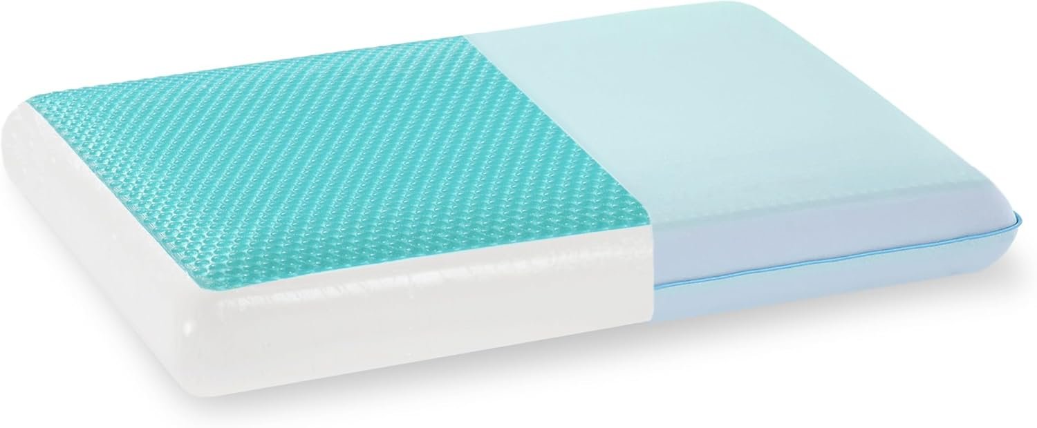 Gelsea Cooling Gel Memory Foam Pillow – Reversible Design, Neck Support for Side, Back, Stomach Sleepers, Standard Size, Removable & Machine Washable Cover, Pressure Relief for Hot Sleepers, Pale Blue