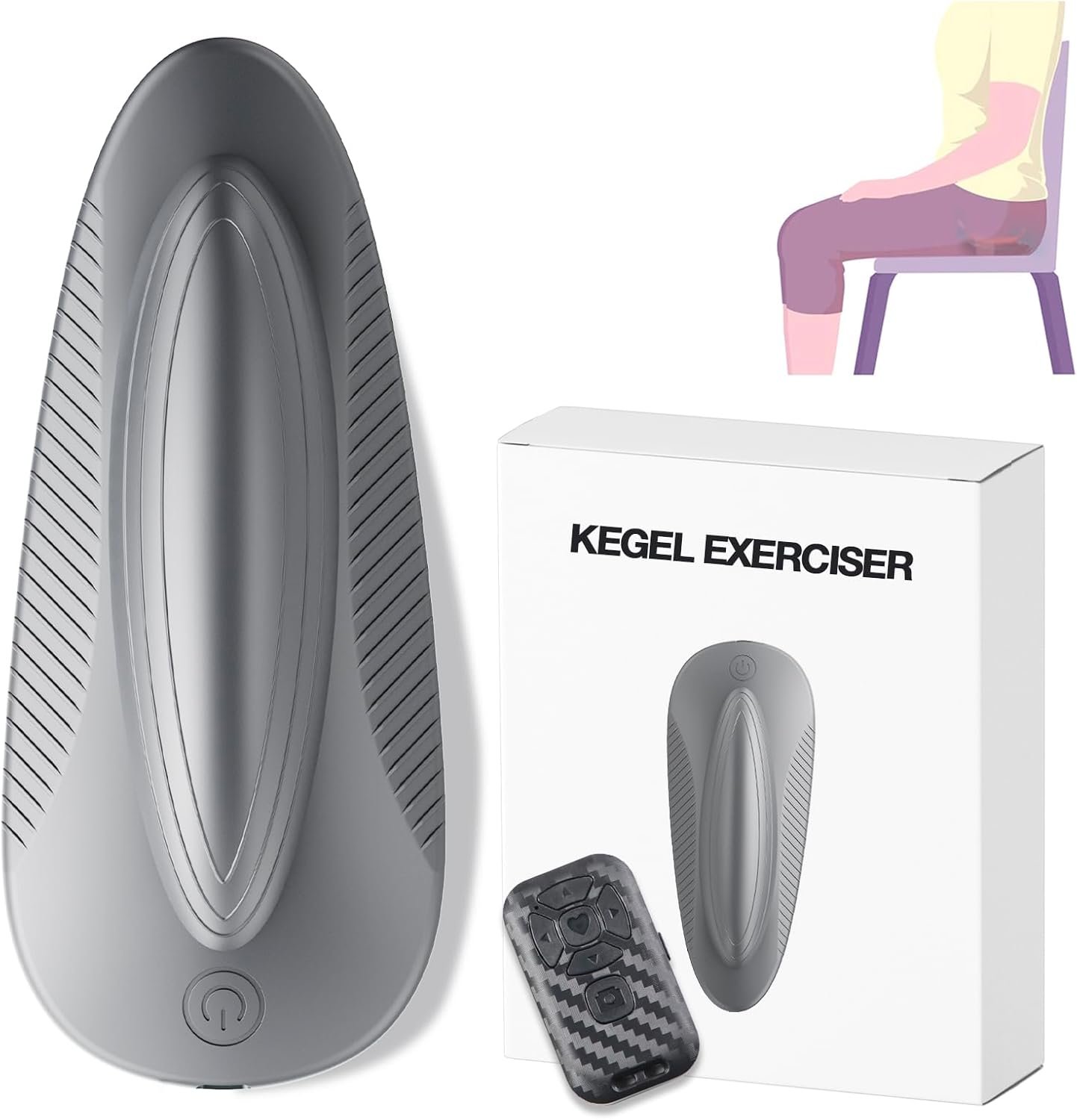 Kegel Exerciser for Men, Sit-On-Top Kegel Exerciser,Used for Bladder Support Tightening and strengthening Muscle Control Training, Endurance Muscle Recovery, and Kegel Relaxation Training（Grey）