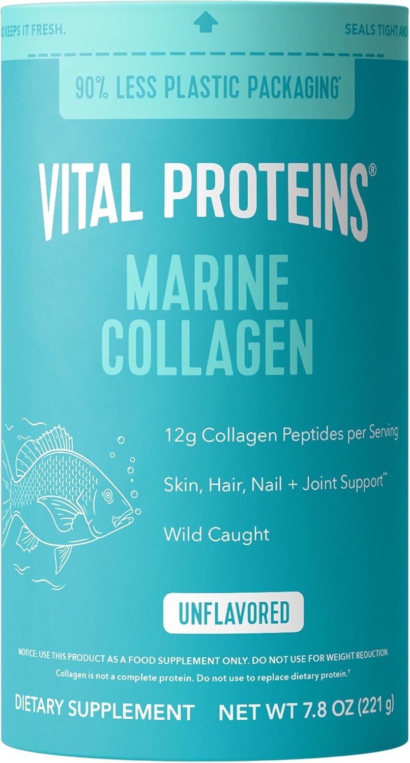 Vital Proteins Marine Collagen Peptides Powder Supplement for Skin Hair Nail Joint – Hydrolyzed Collagen – 12g per Serving – 7.8 oz Canister