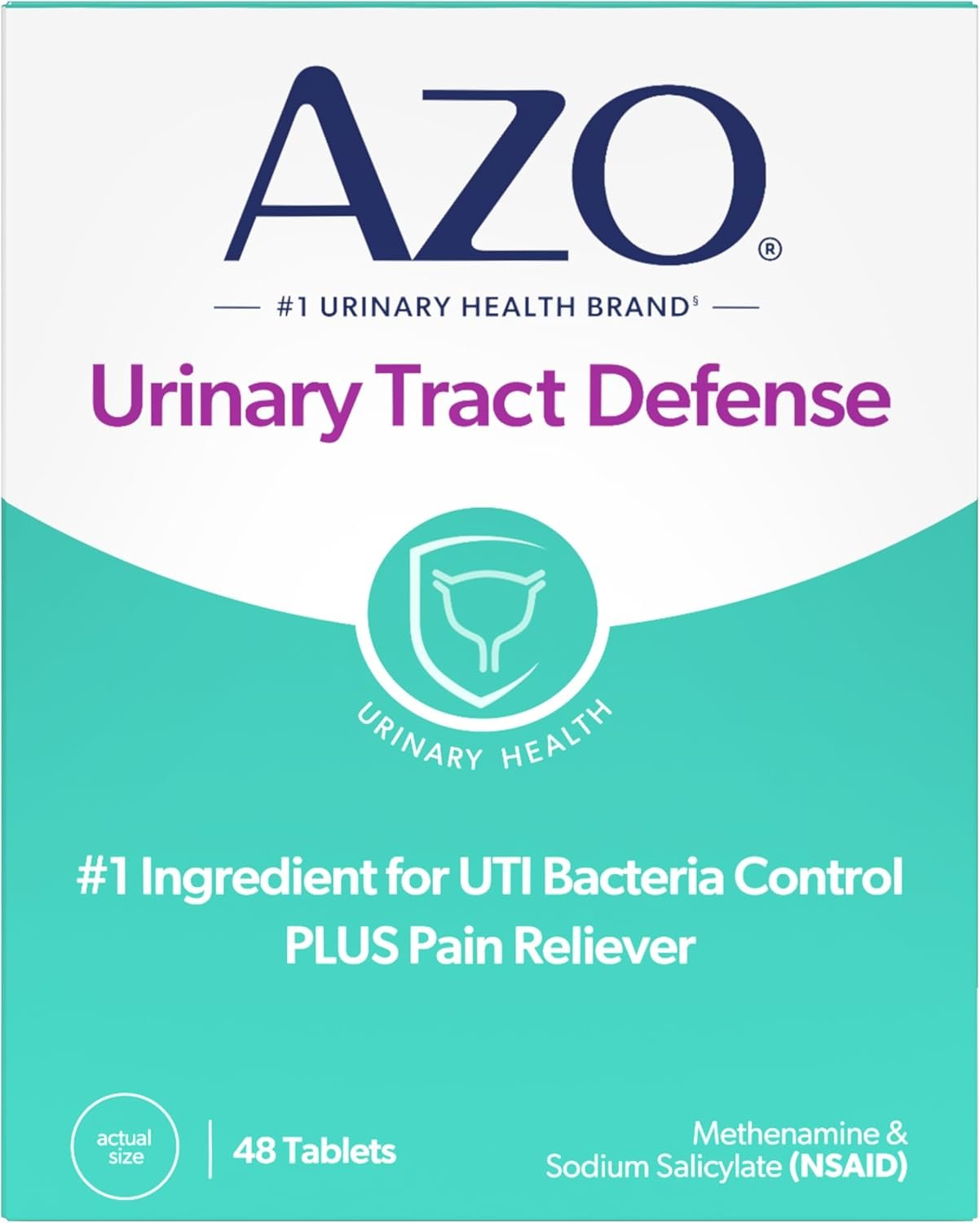 AZO Urinary Tract Defense Antibacterial Protection Helps Control a UTI Until You Can See a Doctor #1 Most Trusted Urinary Health Brand 48 Tablets