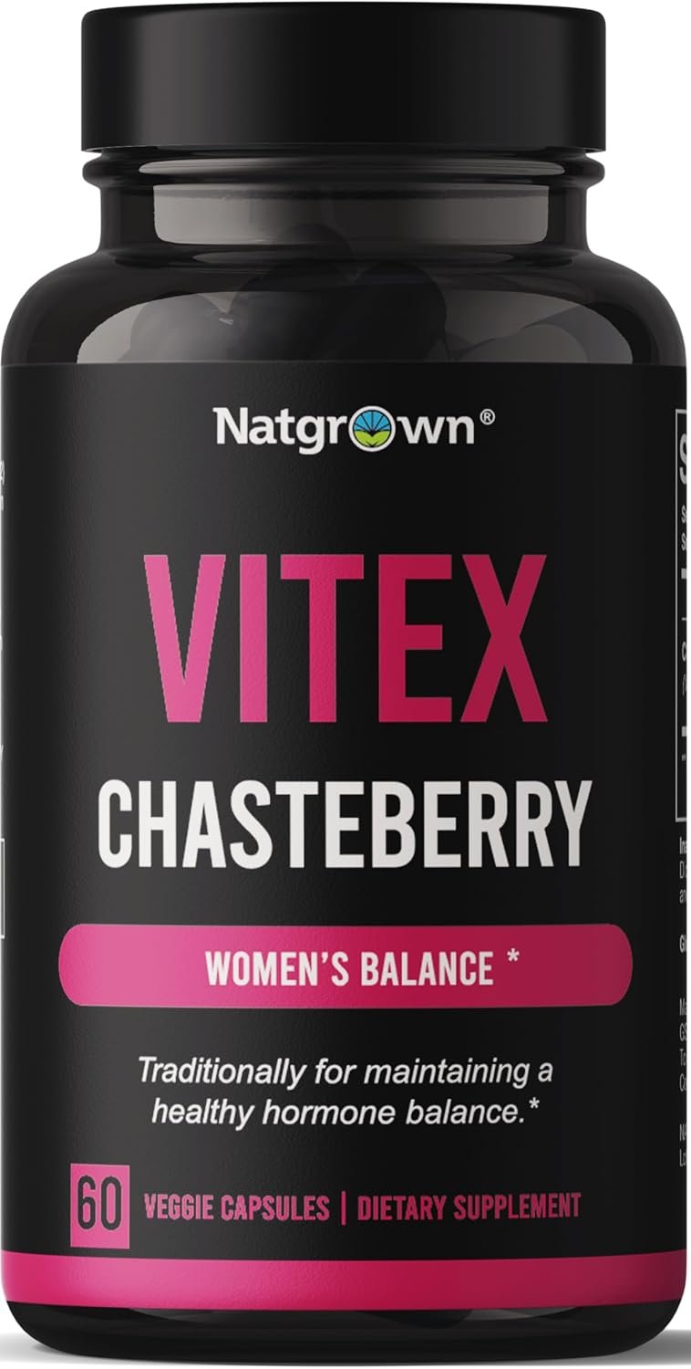Natgrown Vitex Chasteberry Supplement for Women 1,000 mg – Agnus Castus Chaste Tree Vitex Berry Fruit Extract Capsules – 60 Ct