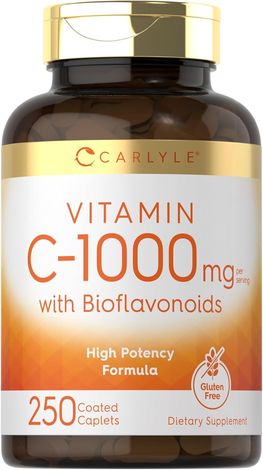 Carlyle Vitamin C 1000mg | with Rose Hips and Citrus Bioflavonoids | 250 Caplets | Vegetarian, Non-GMO, Gluten Free Supplement