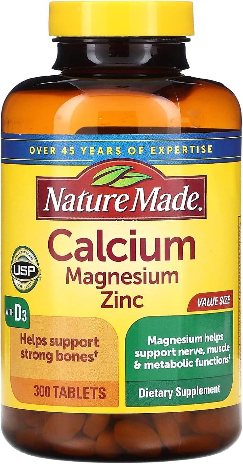 Nature Made Calcium, Magnesium Oxide, Zinc with Vitamin D3 helps support Bone Strength, Tablets, 300 Count