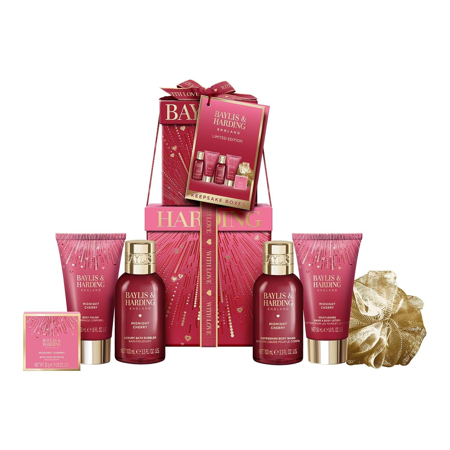 Baylis & Harding Midnight Cherry Luxury Pamper Present Gift Set – Vegan Friendly