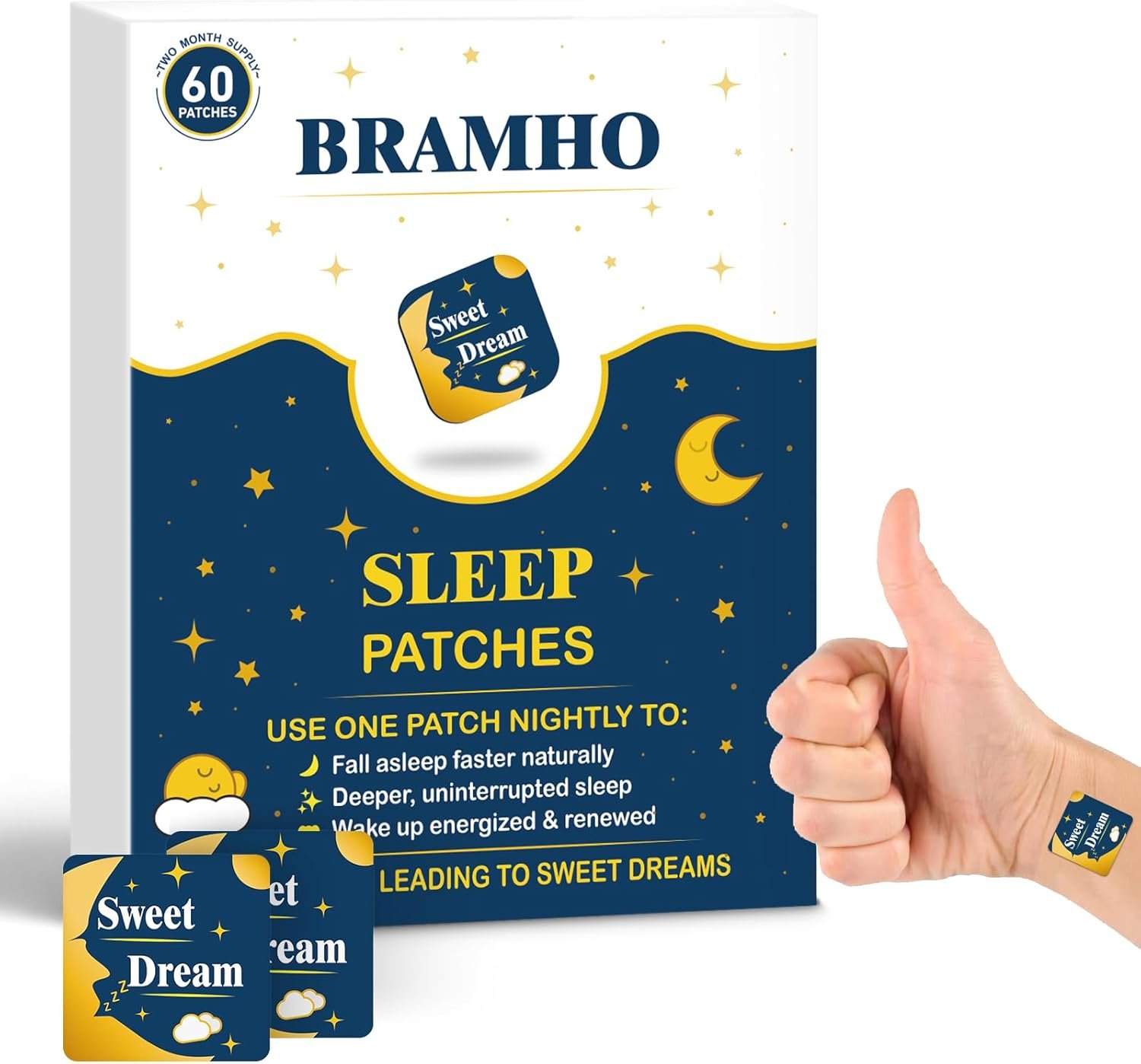Sleep Patches for Adults with Melatonin, Magnesium and Sour Cherry Extract – Plant-Based Sleep Aid – Easy to use Suitable for Both Men and Women-1 Box 60 Count A02