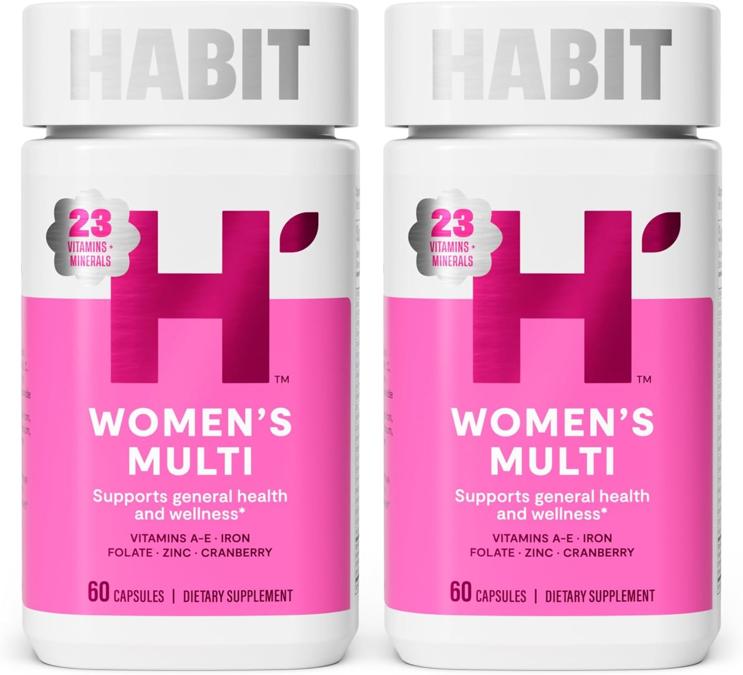 Habit Womens Multi Supplement 2 Pack (120 Capsules) – New Look, Supports General Health & Wellness, 23 Essential Vitamins and Minerals, Fruit extracts, Folate, Iron, B12, Biotin, Non-GMO