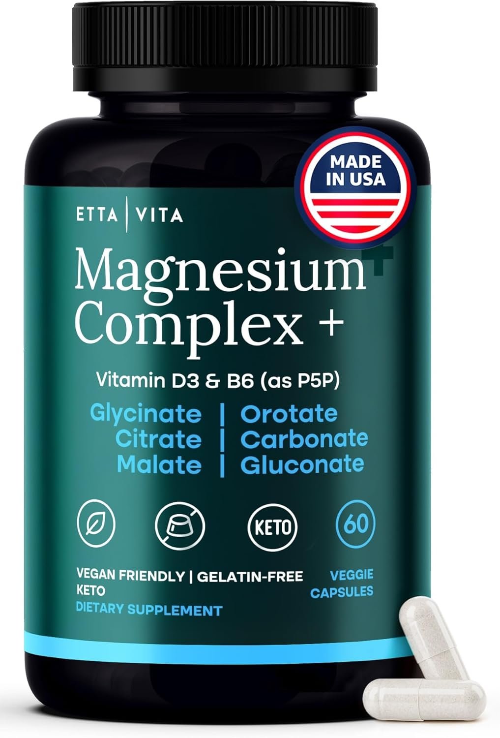 Magnesium Glycinate Complex (7-in-1) 500mg with D3 & B6 P5P – Multi-Form Blend with Glycinate, Citrate, Malate, Taurate, Gluconate, Carbonate, & Orotate – Supports Sleep and Muscle Health [Oxide-Free]