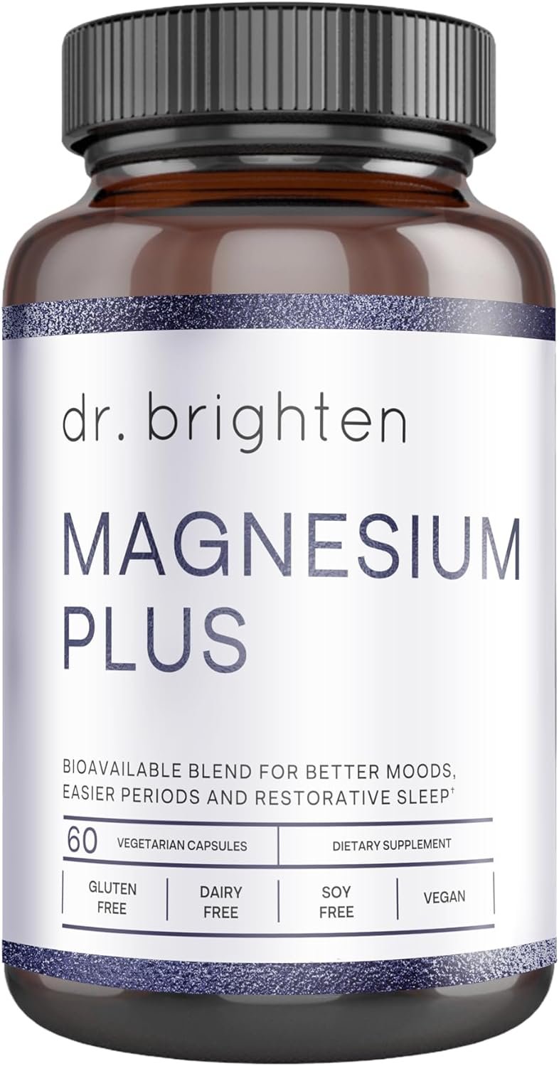 Dr. Brighten Magnesium Plus (as Magnesium Bi-glyncinate) – Beneficial in Maintaining a Healthy Mood, Sleep, Hormone Balance and Reducing Symptoms of PMS and Menstrual Cramps