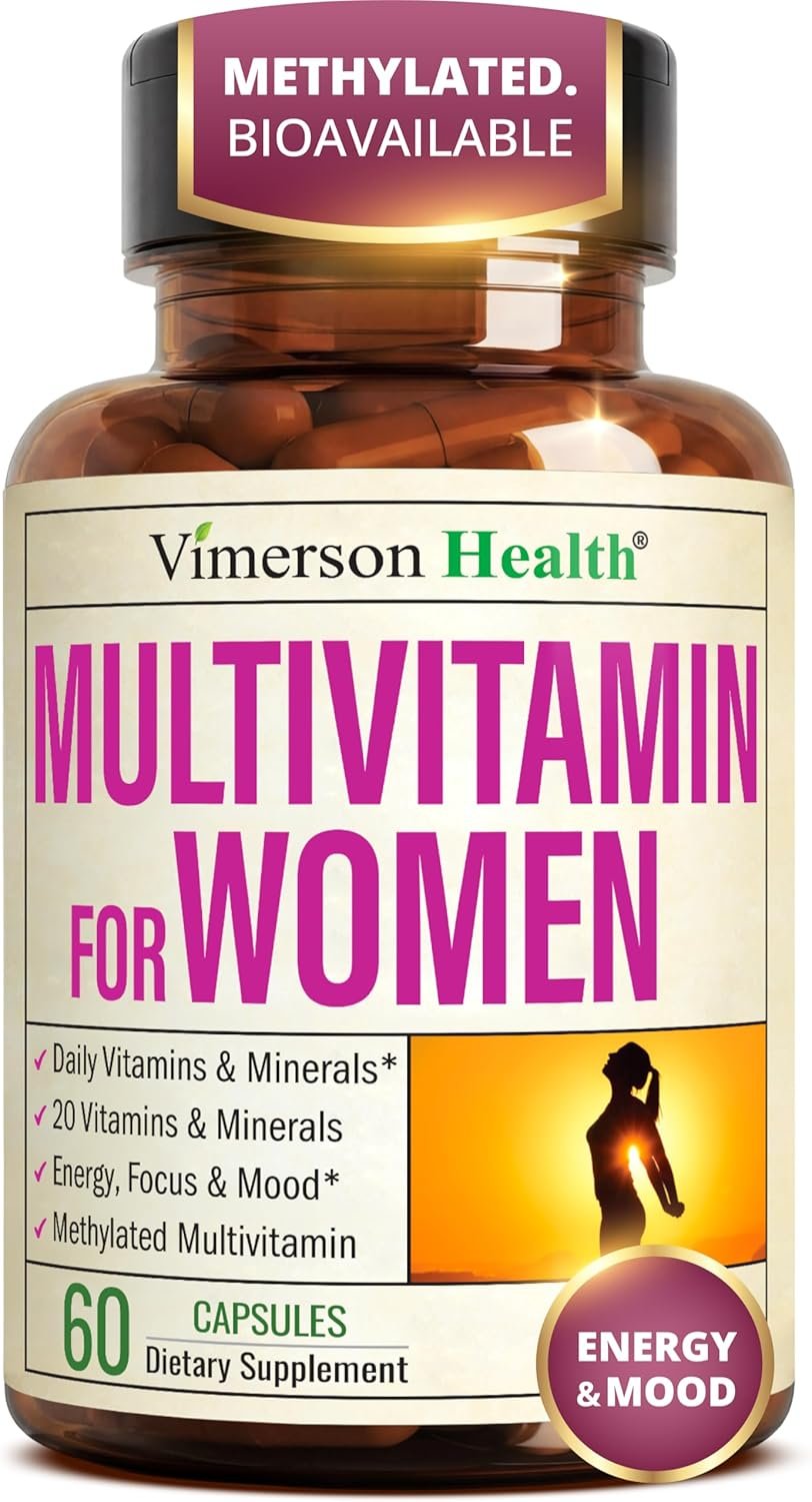 Multivitamin for Women with Methylated Vitamins and Chelated Minerals for Energy, Focus and Immune Health – Premium Daily Womens Multivitamins & Multiminerals – 60 Capsules