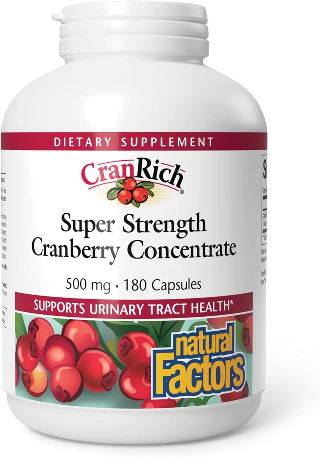 Natural Factors CranRich Super Strength Cranberry Concentrate – Antioxidant Support Supplement with Cranberry Concentrate – Aids Urinary Tract & Bladder Health – 180 Capsules (180 Servings)
