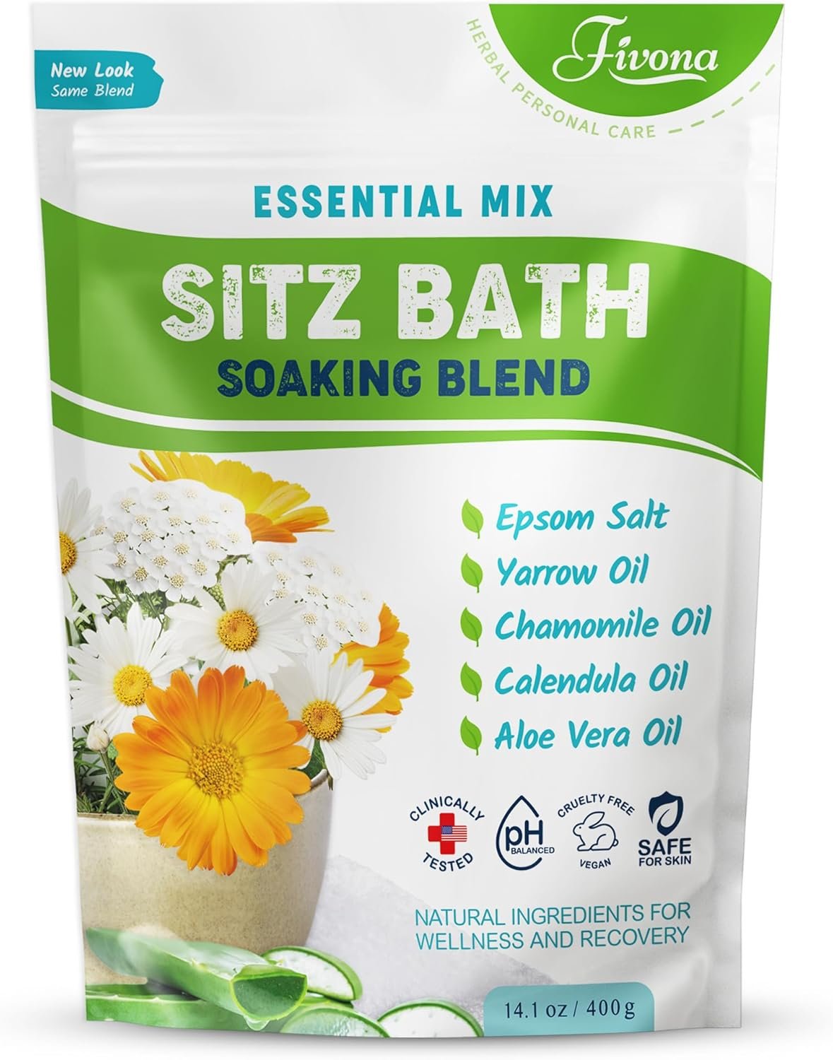 Hemorrhoid Care Postpartum Care Bartholin Cyst Relief – FIVONA Sitz Bath Salt Natural Epsom Blend with Essential Oils Soak – 14.1 oz