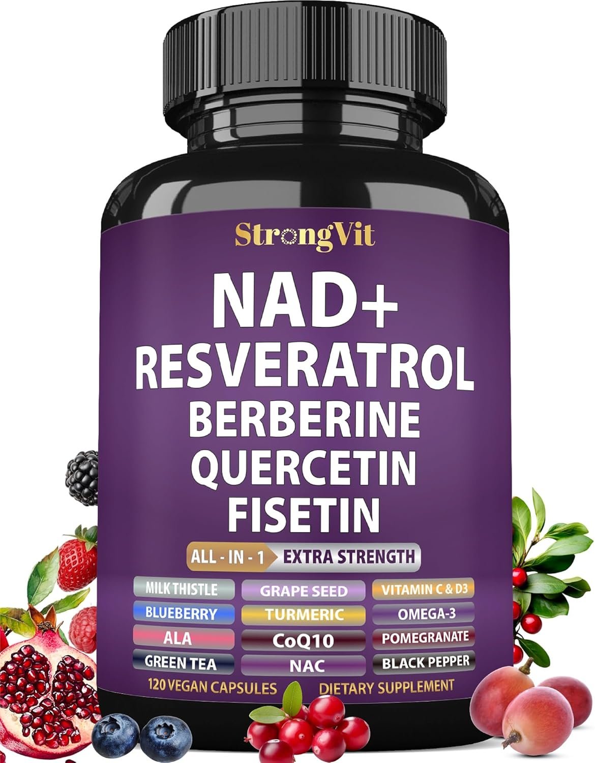 NAD Resveratrol Supplement for Women & Men. Support Cellular Health, Energy + Healthy Aging. Advanced Formula, Plus Third-Party Lab Tested in USA (120 Capsules)