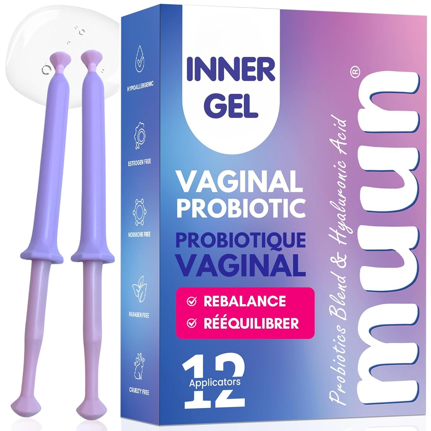 Muun Women’s Vaginal Probiotics Yeast Infection & BV Treatment Pack of 12 Vaginal Moisturizer for Dryness & Promote pH Balance Feminine Odor Elimination & Vaginal Health Hormone & Estrogen Free