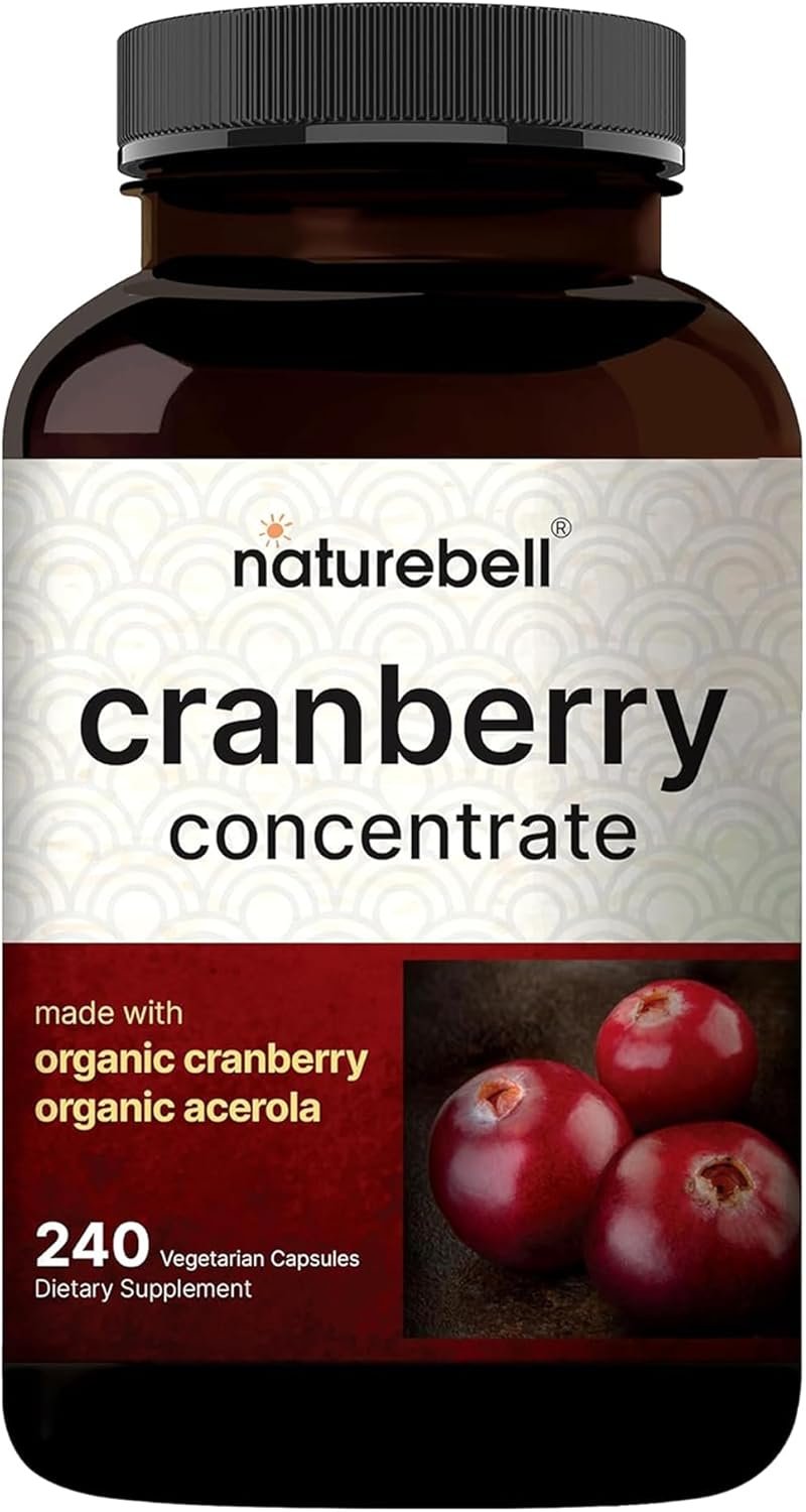 NatureBell Cranberry Concentrate – 240 Capsules – Organic Cranberry Concentrate with Acerola Cherry – Urinary Tract & Prostate Support* – Vegetarian