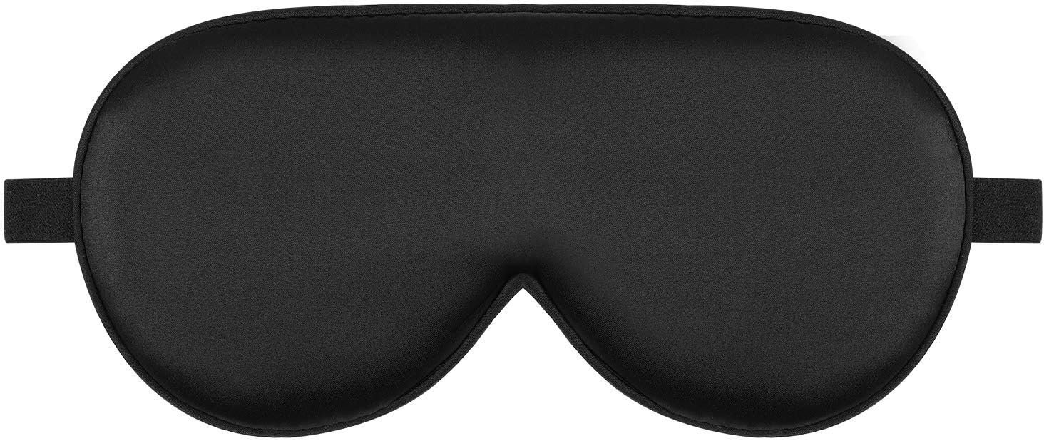 Alaska Bear Mulberry Silk Sleep Mask Cool Super Smooth Eye Cover Genuine Organic Silk for Sensitive Skin, Soft Filling, Lightweight Eye Shades for Sleeping (Original Black, Flat)
