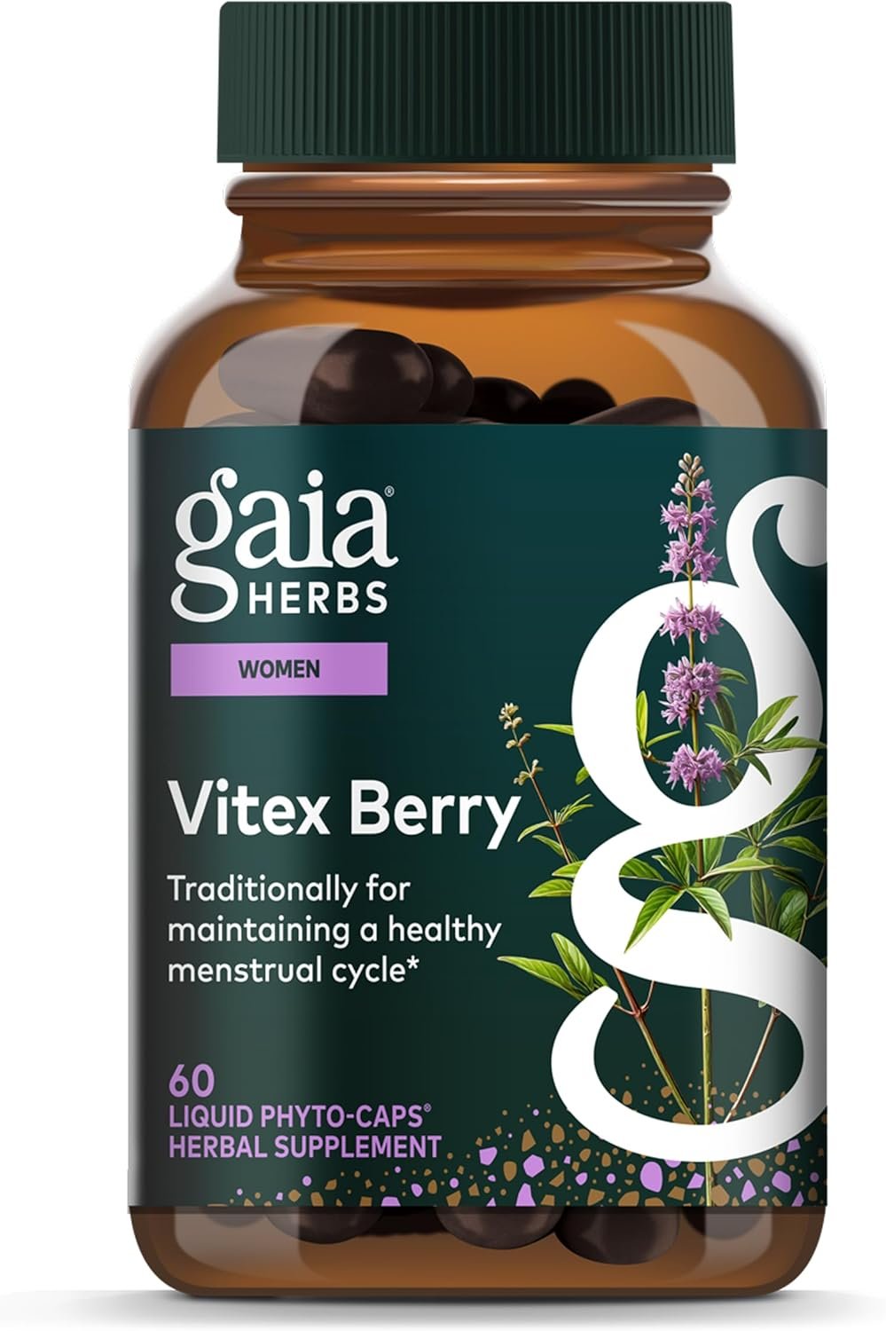 Gaia Herbs Vitex Berry – Vitex Traditionally Used to Support Hormone Balance for Women & a Healthy Menstrual Cycle* – 60 Vegan Liquid Phyto-Caps (30 Servings)