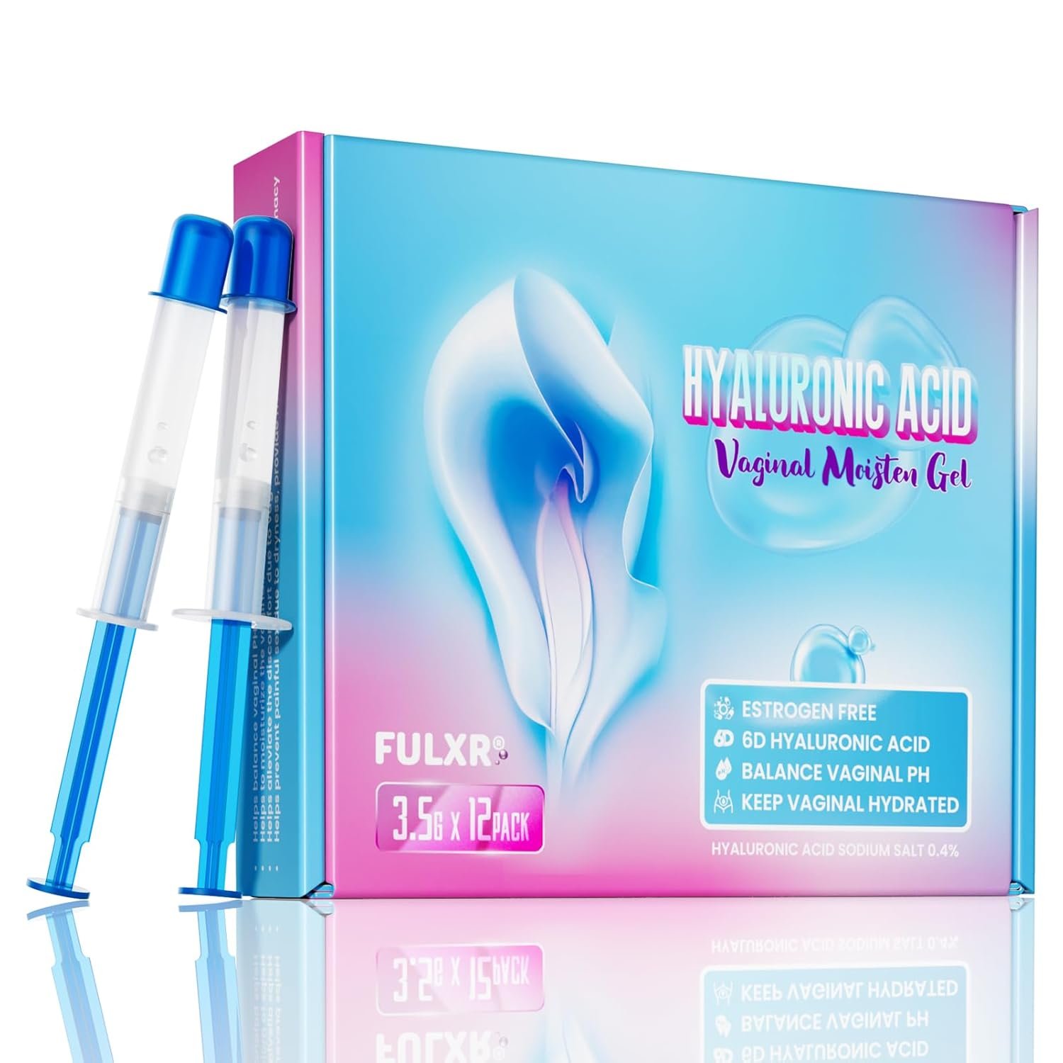 Vaginal Moisturizer, Moisturizing Vaginal Gel with 14mg Hyaluronic Acid-Natural, Gentle Hydration, Hormone-Free Gel for Dryness Relief & pH Balance (12pack)