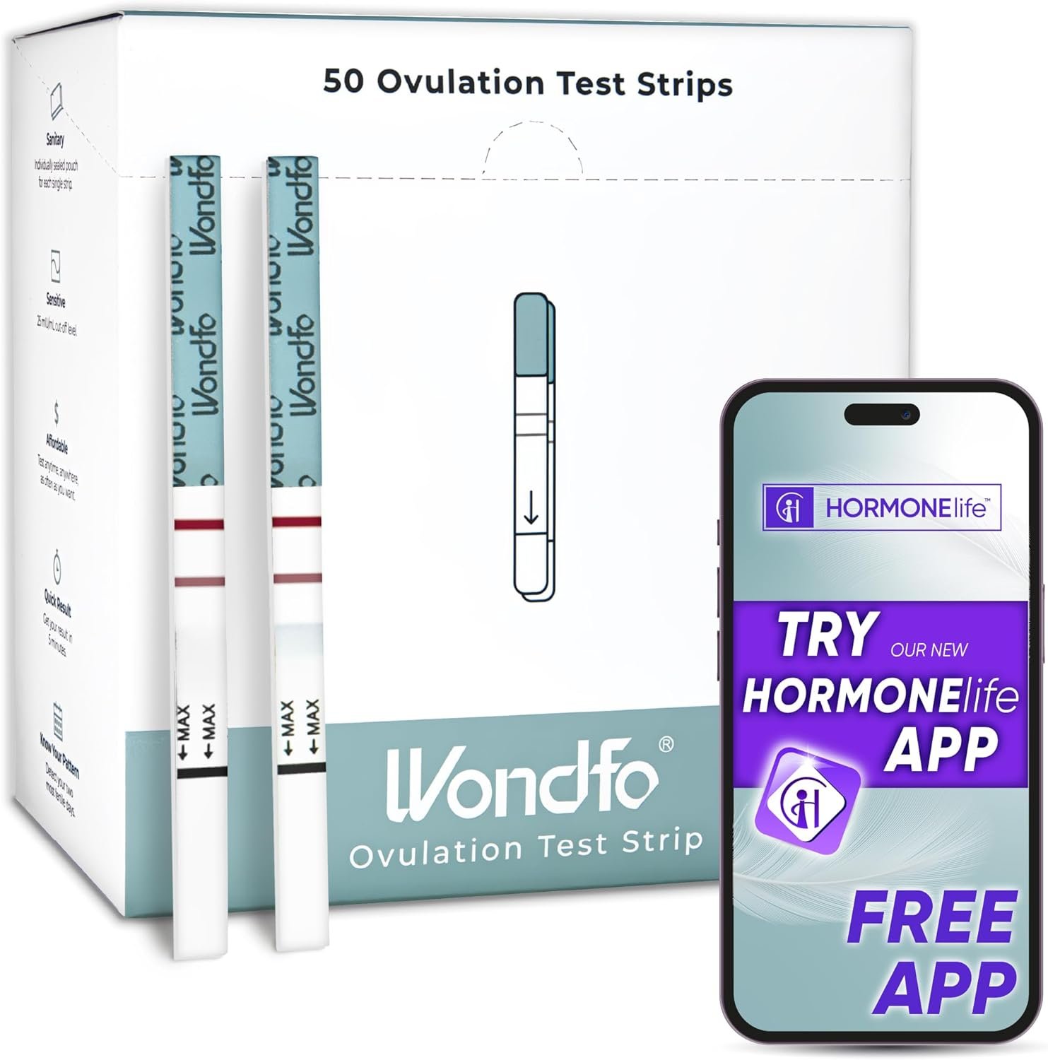 Wondfo Ovulation Test Strips – Women Fertility Tracking and Pregnancy Planning with Cycle-Detecting LH Surge – Highly Sensitive and Fast Result at Home Kit (50 Count)