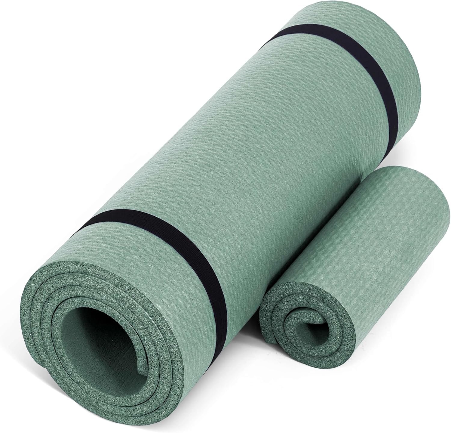CAP Barbell High Density Exercise Yoga Mat with strap and Knee Pad 71″x24″x1/2″ Sage Green