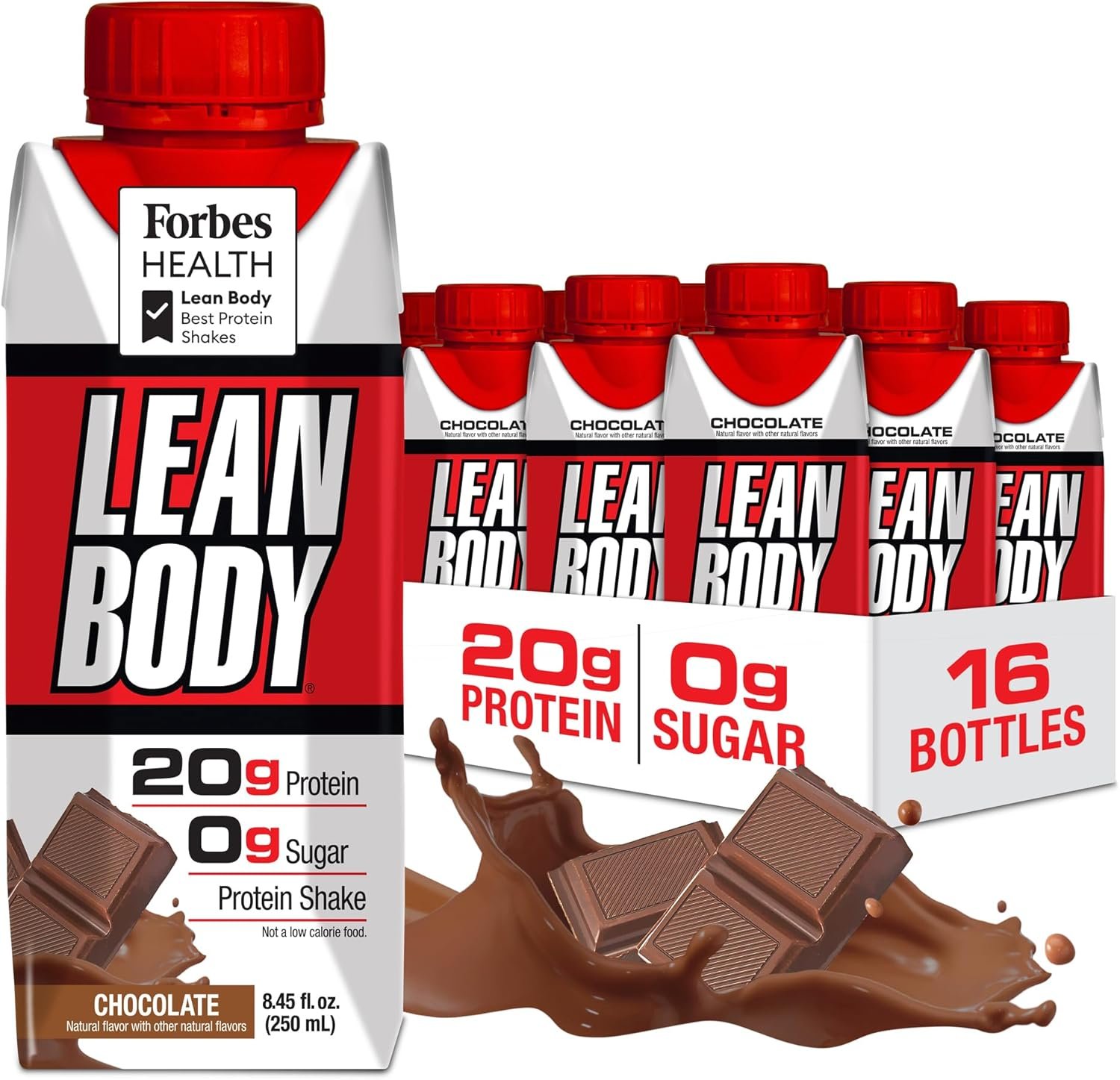 LABRADA NUTRITION – Lean Body RTD Whey Protein Shake, Convenient On-The-Go Meal Replacement Shake for Men & Women, 20 grams of Protein – Zero Sugar, Lactose & Gluten Free, Chocolate (Pack of 16)