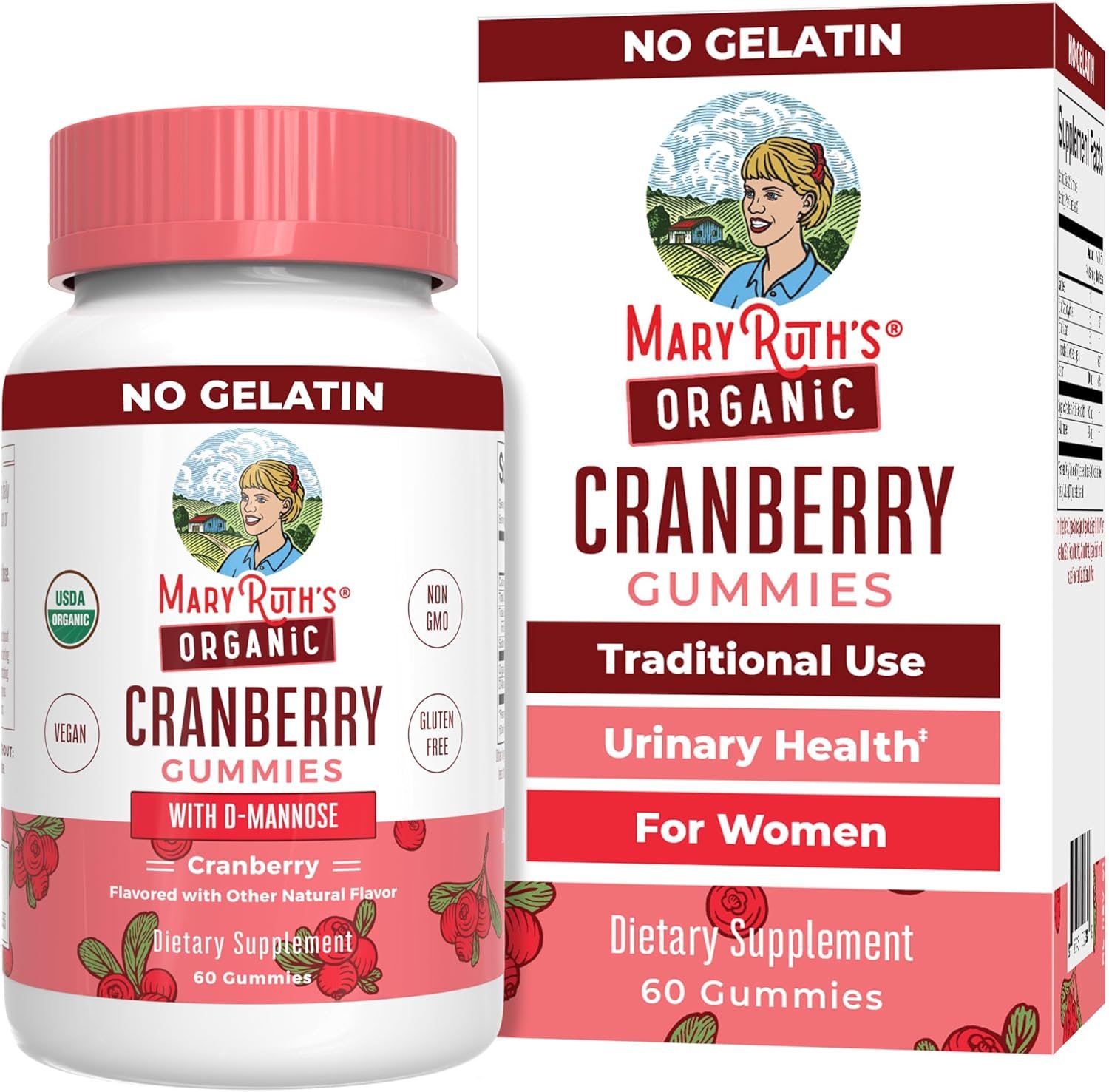 MaryRuth Organics Organic Cranberry Gummies – 500mg Supplement | Urinary Tract Health for Women | with D Mannose | Traditional Use | USDA Organic | Vegan | Non GMO | 30 Servings