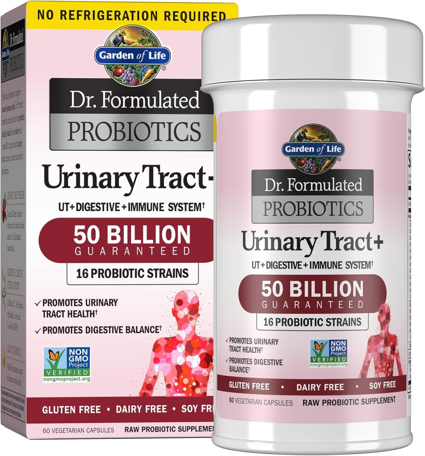 Garden of Life Dr. Formulated Probiotics Urinary Tract+ – 50 Billion CFU – Supports Digestive, Immune & Urinary Tract Health – Shelf Stable – 60 Vegetarian Capsules