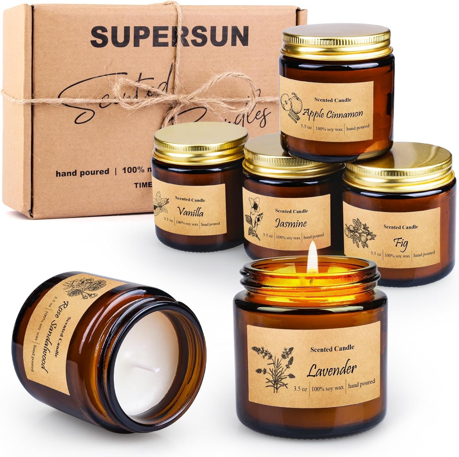 6 Pack Candles for Home Scented, Aromatherapy Jar Candles Gift Set for Women, Long Lasting Burn Soy Wax Candle, Scented Candle Gift Set for Birthday Easter Mother’s Day