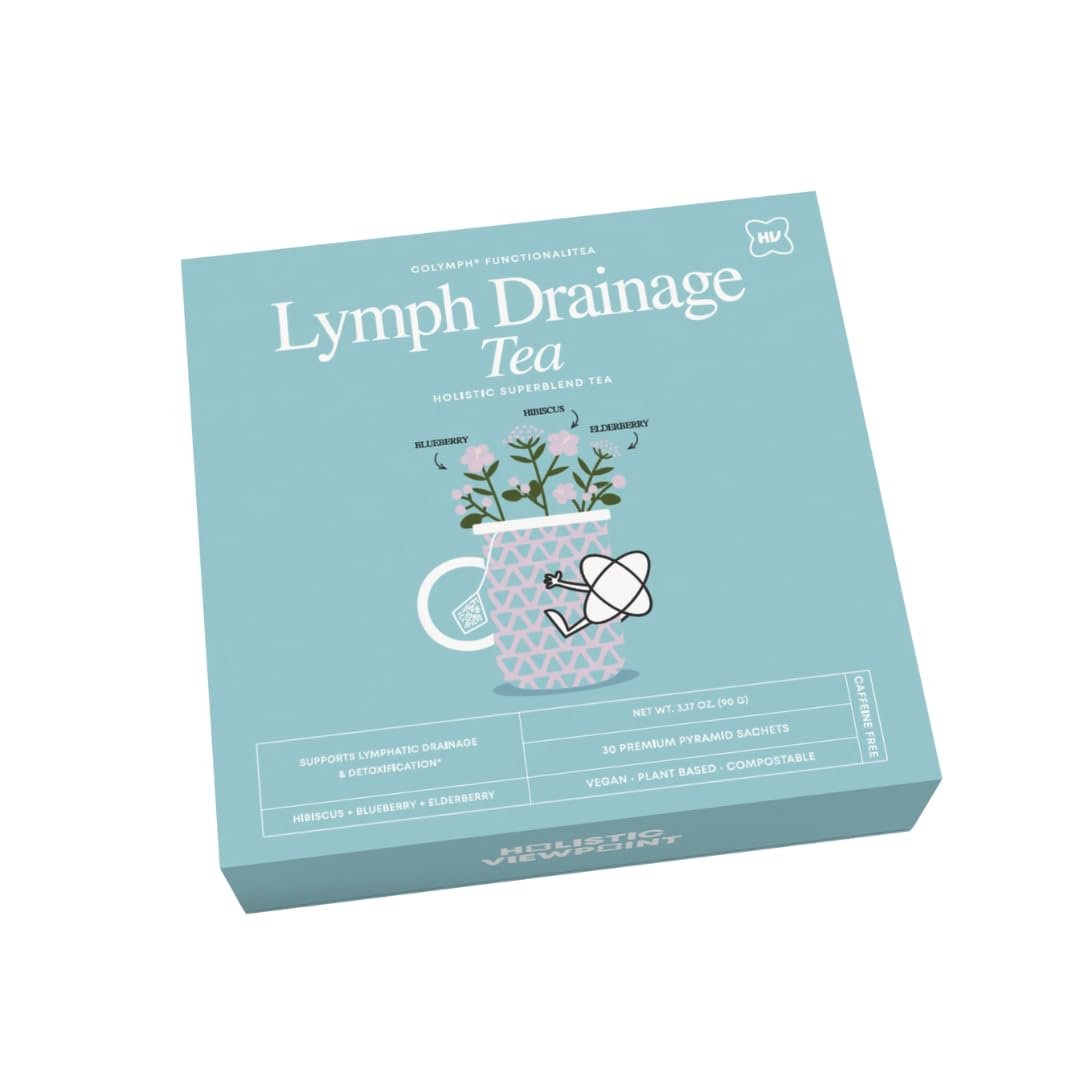 CoLymph Functionalitea: Lymph Drainage Tea, Holistic Herbal Tea to Support Lymphatic Drainage, Reduce Water Retention, Inflammation, and Face & Body Puffiness, Caffeine-Free Blend of Hibiscus,