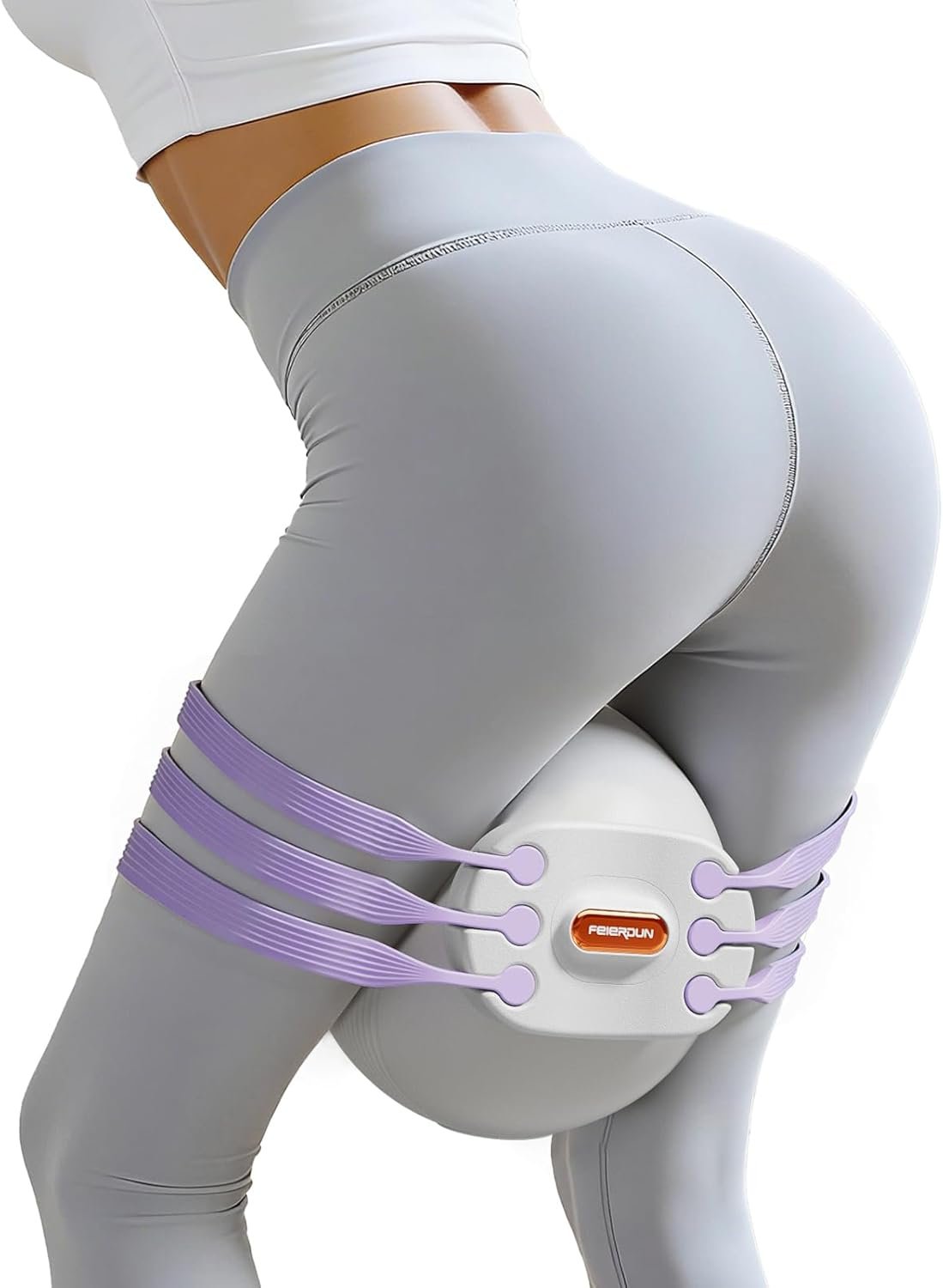 FEIERDUN Thigh Master, Kegel Exerciser, Pelvic Floor Muscle Trainer for Women, Adjustable 5-Level Resistance, Inner/Outer Thigh Leg Hip Glute Arm Toner,Leg-Shaping Ball-Purple
