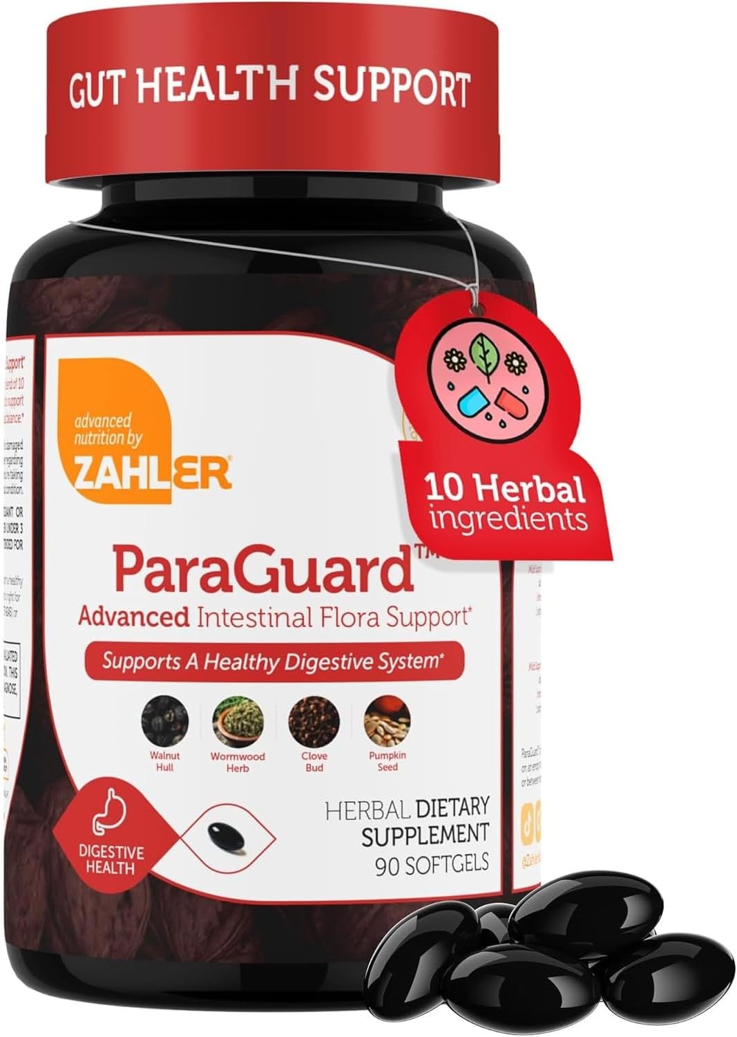 Zahler ParaGuard – Intestinal Health Support for Busy Adults – Contains Wormwood & Clove for Digestive Balance Support – Kosher, Gluten-Free, Non-GMO & Vegetarian Friendly – 90 Softgels