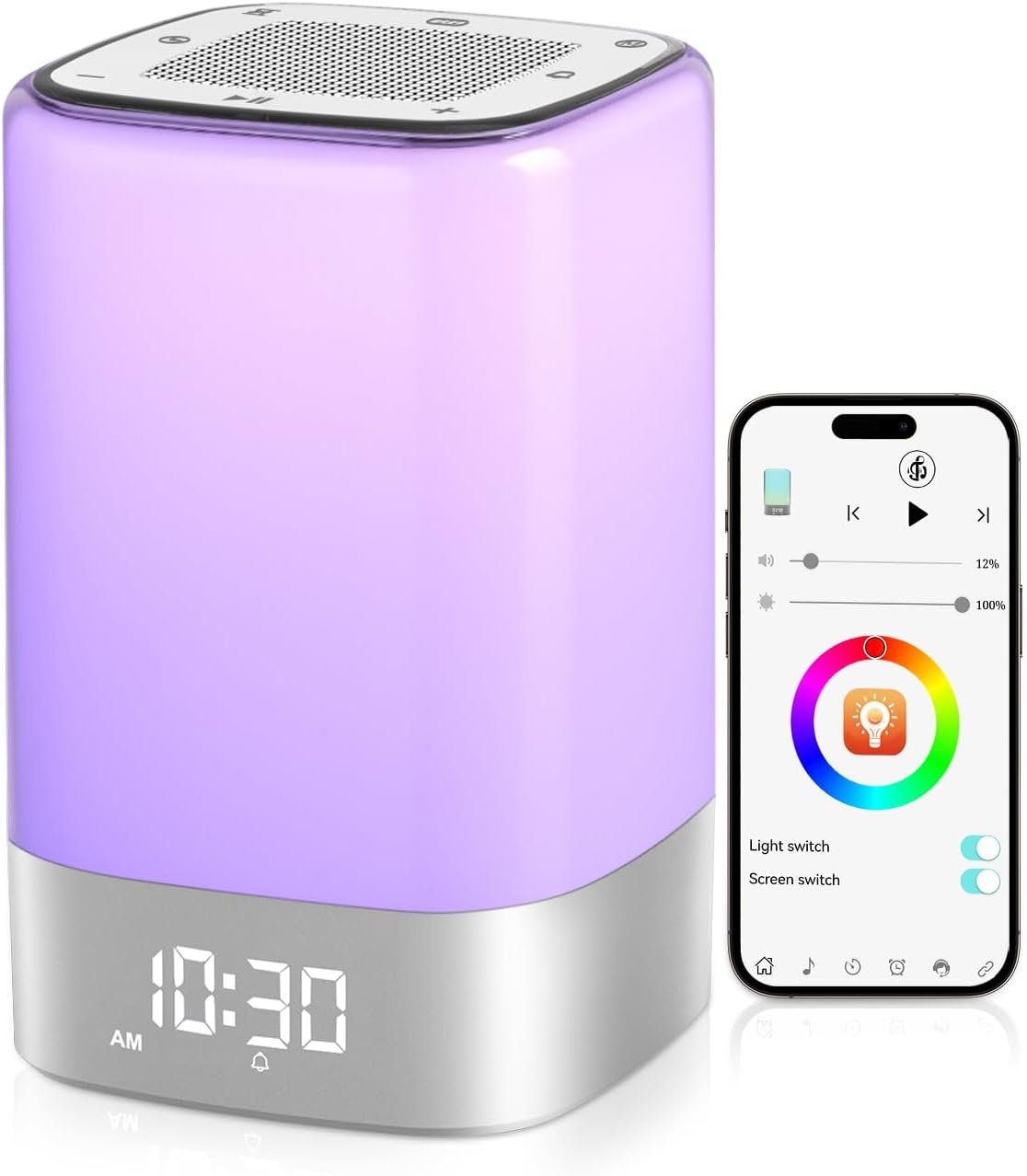 Sound Machine Alarm Clock with 32 Soothing Sounds, White Noise Sound Machine for Baby & Adults Sleep,Bluetooth Speaker & Night Light for Bedside, Timer, App Control,Gift for Teens, Girls, Boys,Women