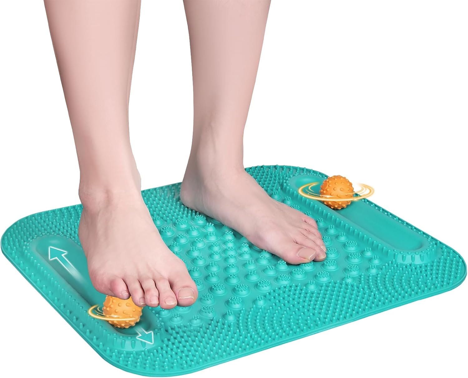 Atsuwell Acupressure Foot Massage Mat, 5-Zone Reflexology Mat with Dual Massage Ball Tracks, Portable Foot Pressure Point Pad for Stress Relief, Arch & Heel Pain, Home & Gym Use, 20.1” x 17 ”